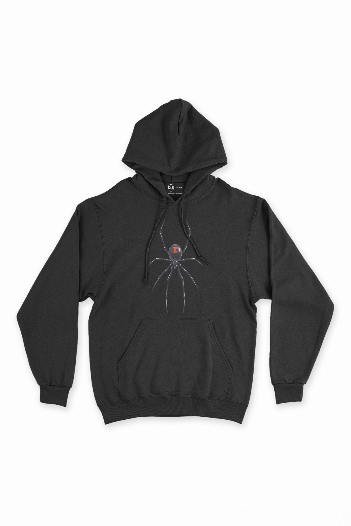 Black Widow Gerçek Örümcek Siyah Kapşonlu Sweatshirt Hoodie