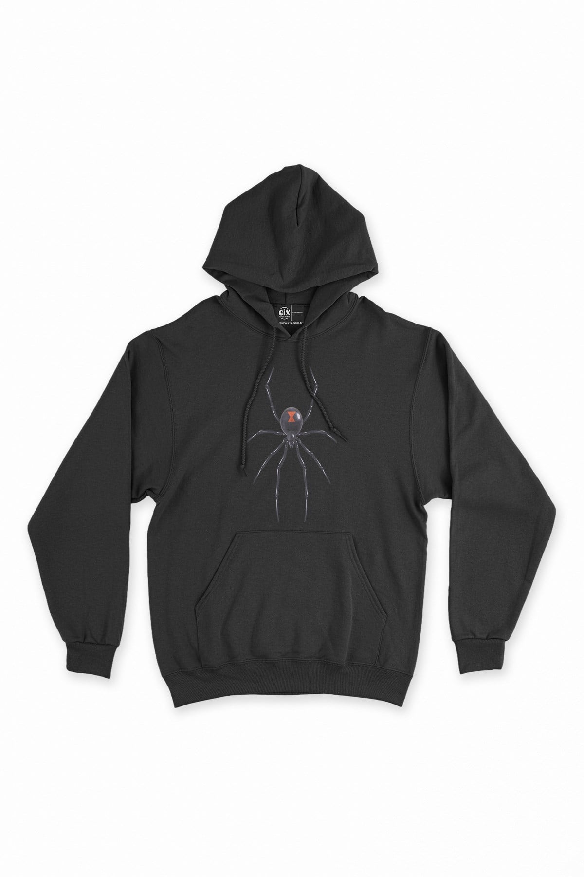 Black Widow Gerçek Örümcek Siyah Kapşonlu Sweatshirt Hoodie