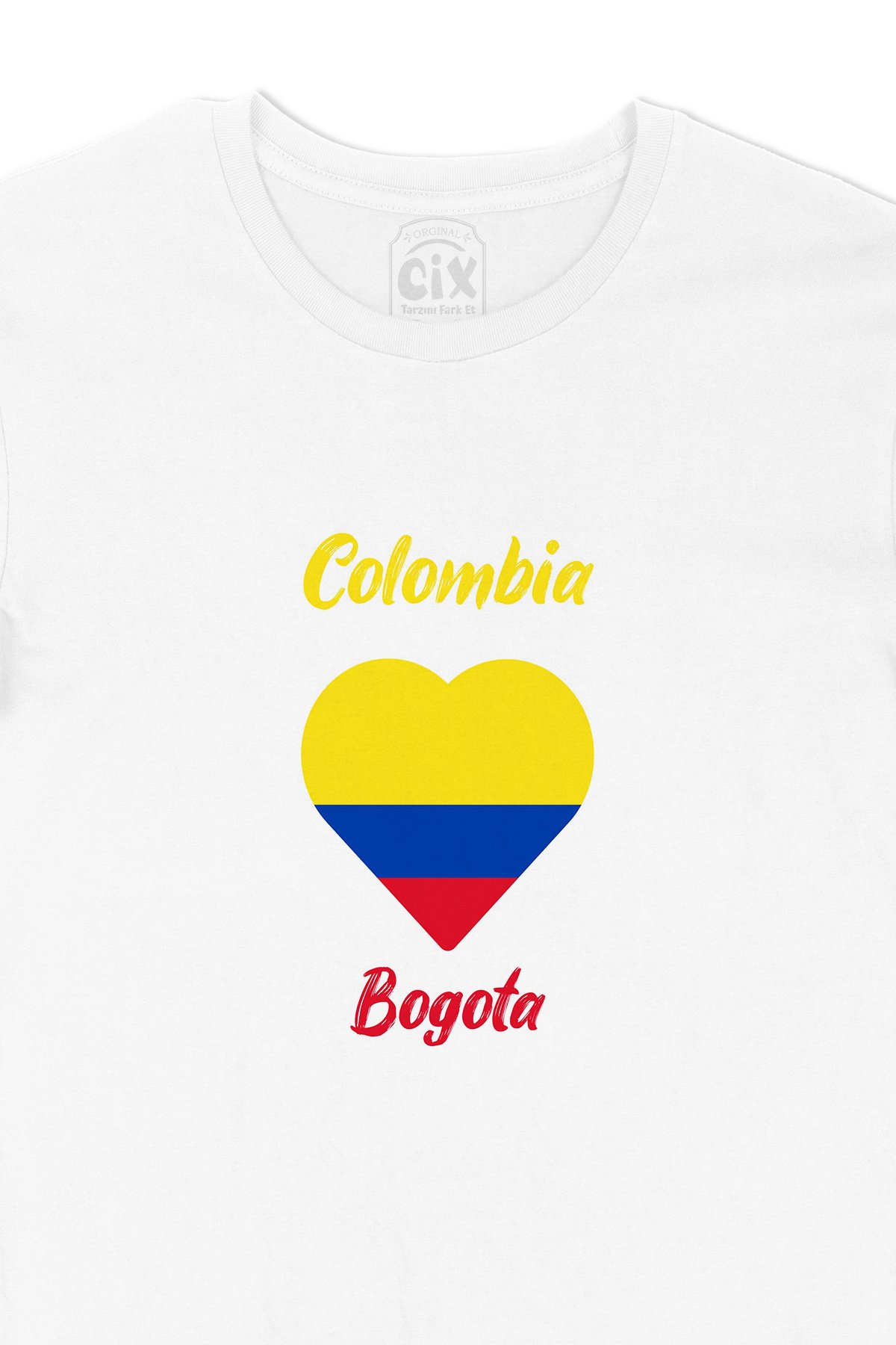 Bogota Kolombiya Bayraklı Kalpli Tişört