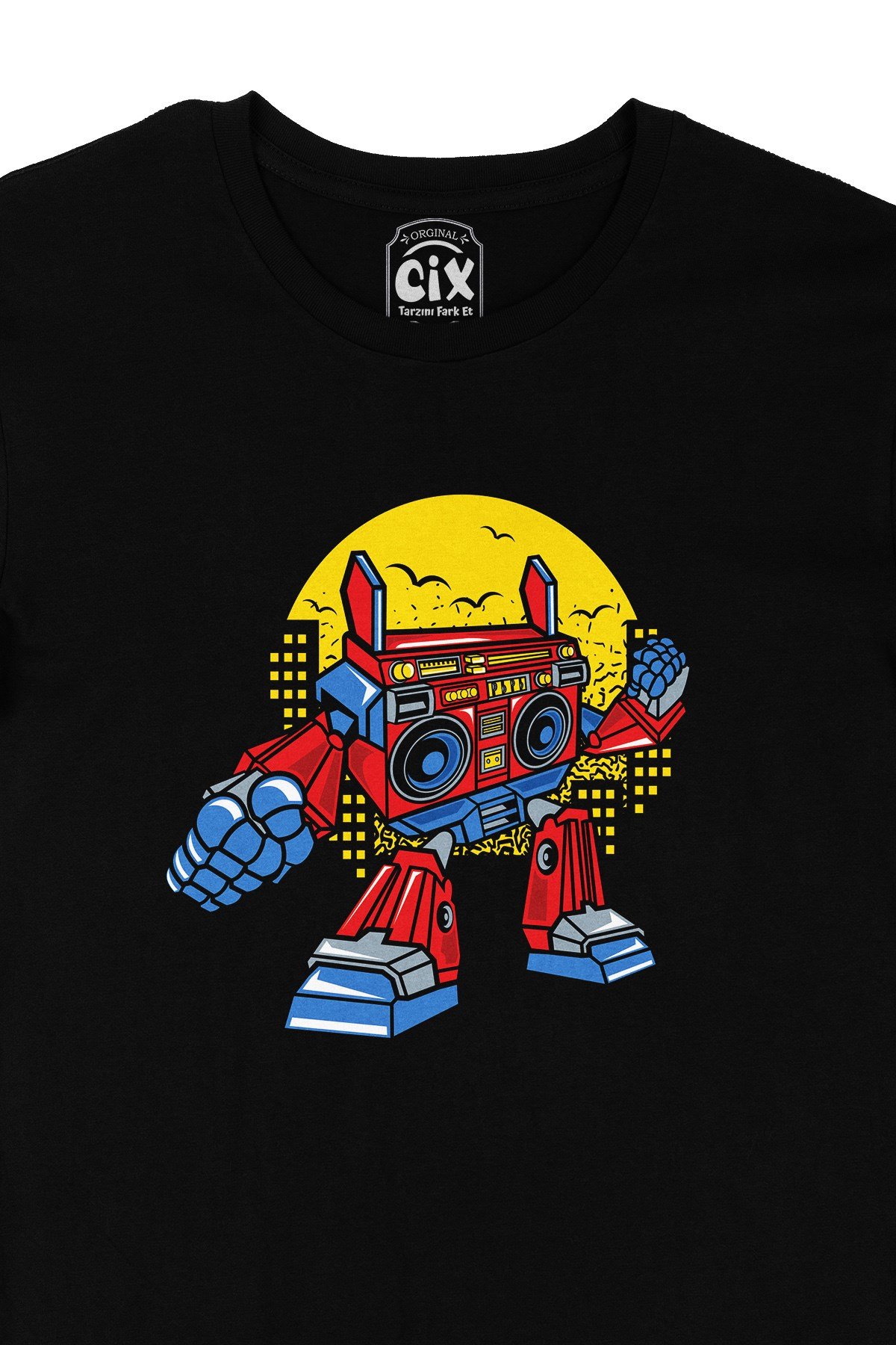 Boom Box Robotlu Siyah Tişört