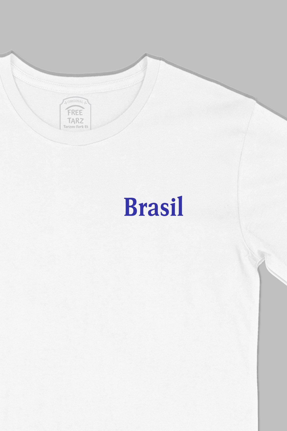 Brezilya Brasil Baskılı Cep Tasarım Beyaz Tişört Brezilya Brasil Baskılı Cep Tasarım Beyaz Tişört - Ücretsiz Kargo