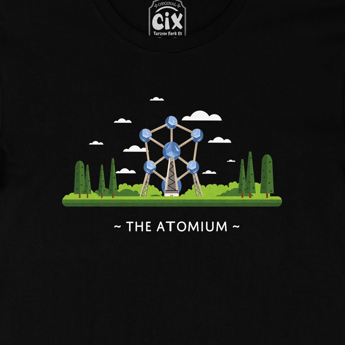 Brüksel Atomium Siyah Tişört