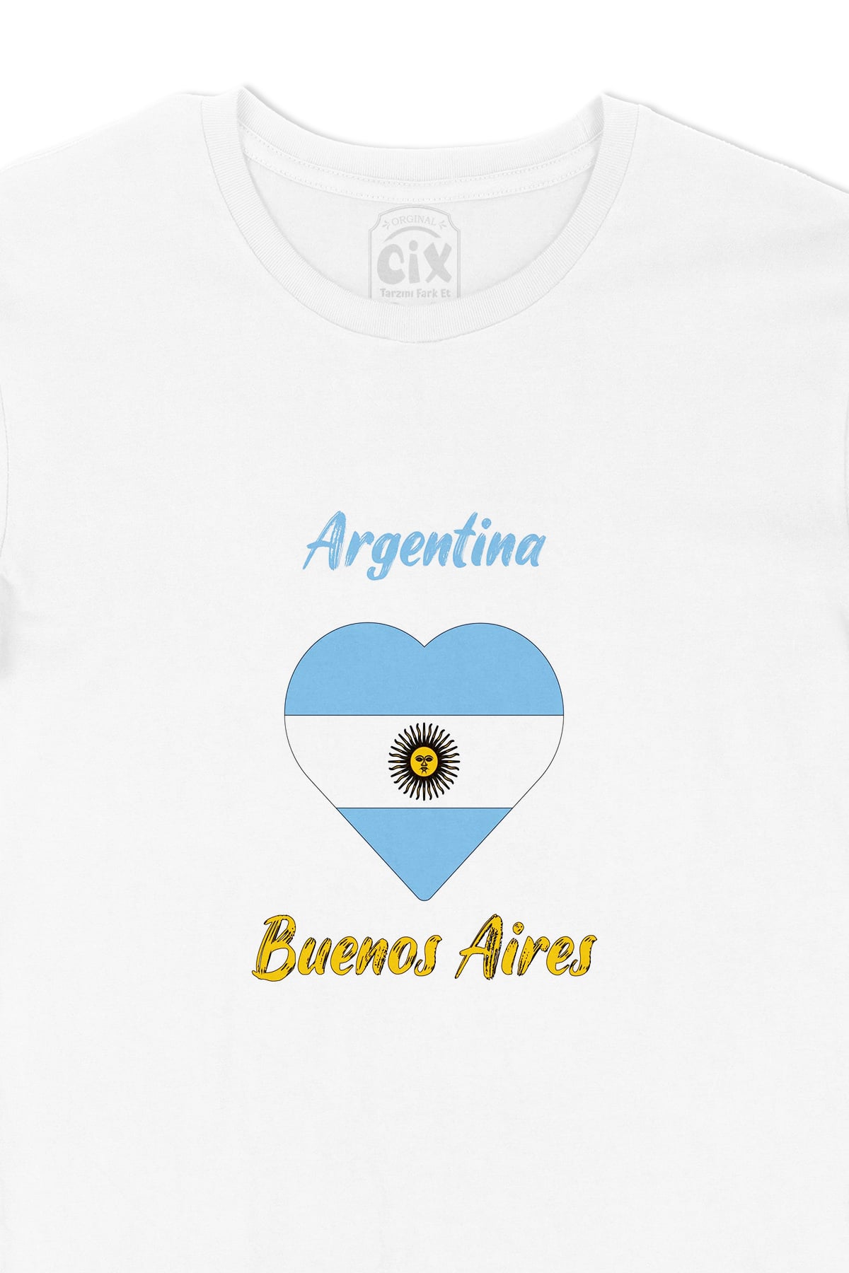 Buenos Aires Arjantin Bayraklı Kalpli Tişört