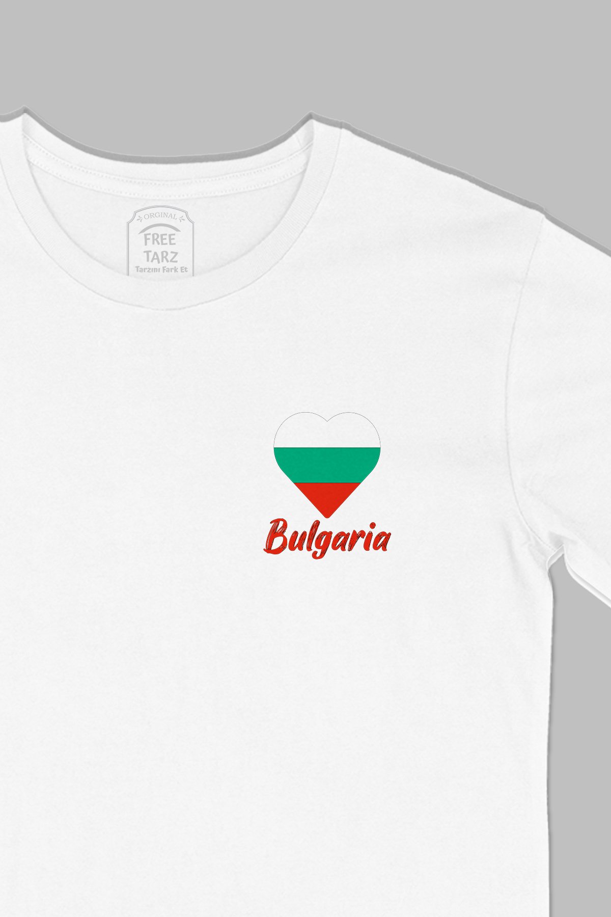 Bulgaristan Baskılı Cep Tasarım Beyaz Tişört Bulgaristan Baskılı Cep Tasarım Beyaz Tişört - Ücretsiz Kargo