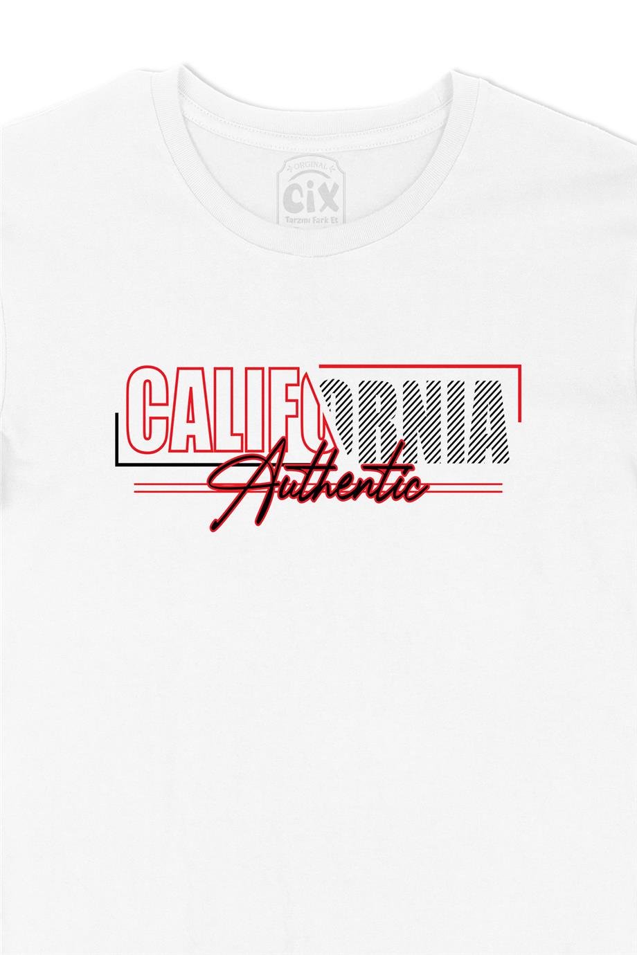 California Tarz Beyaz Tişört