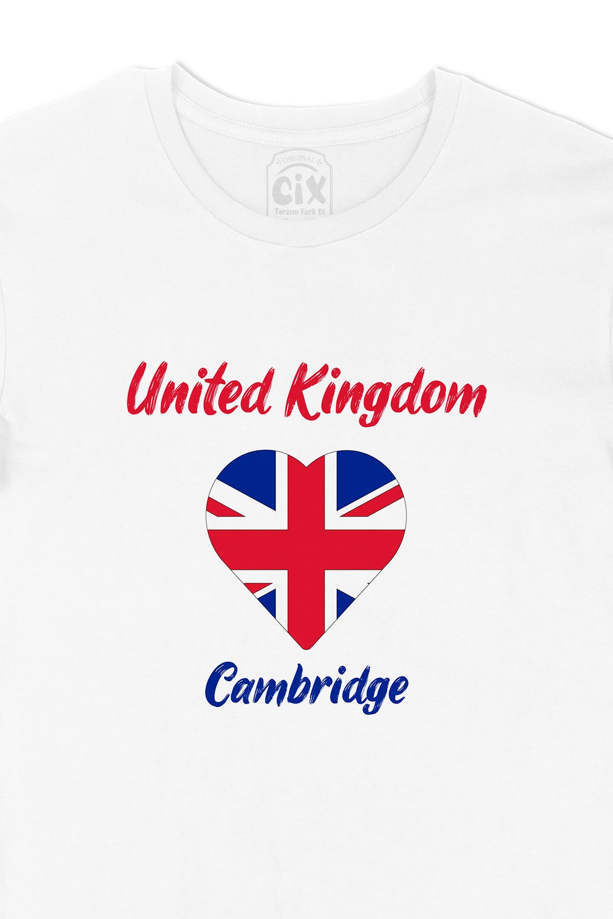 Cambridge İngiltere Bayraklı Kalpli Tişört