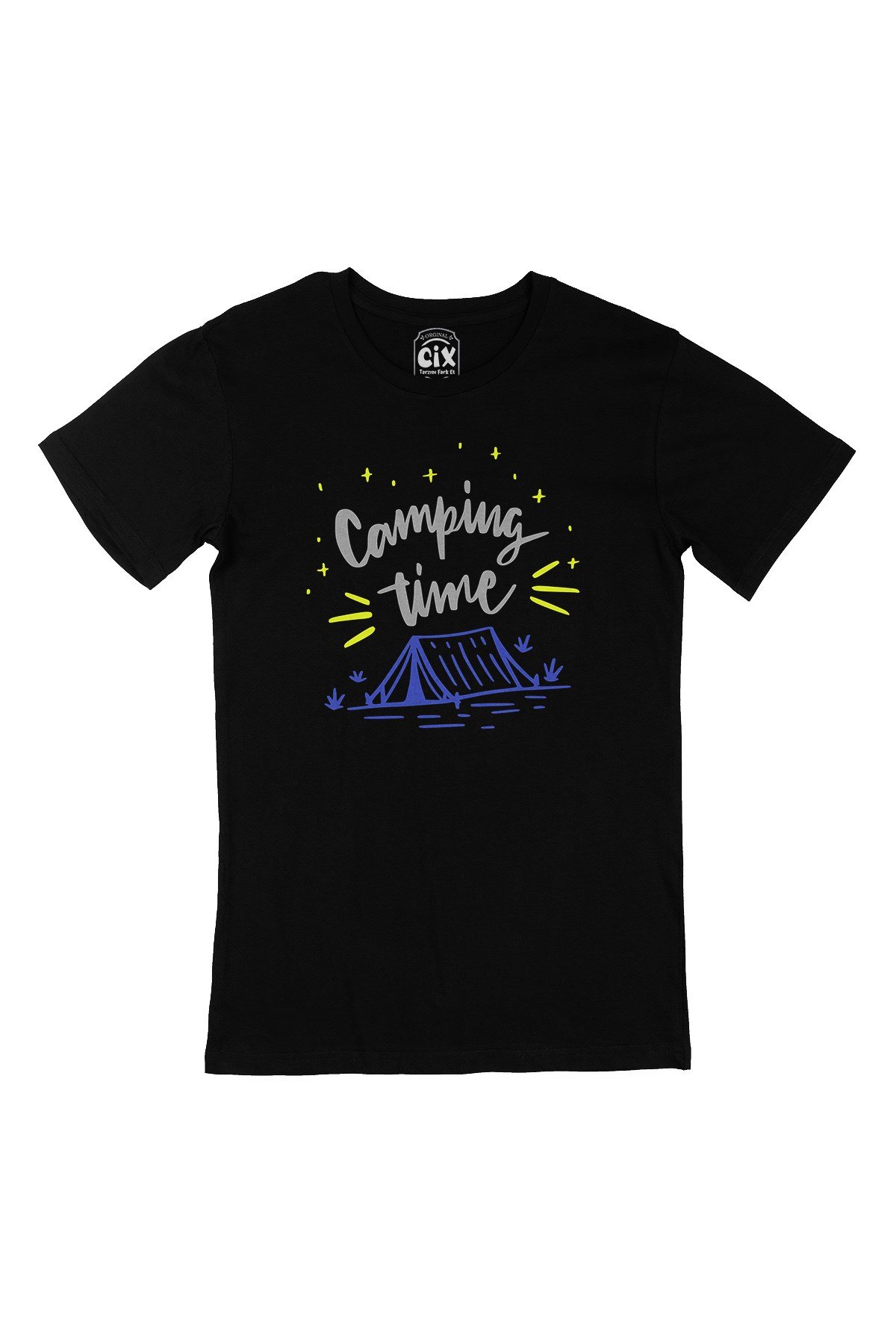 Camping Time Siyah Tişört