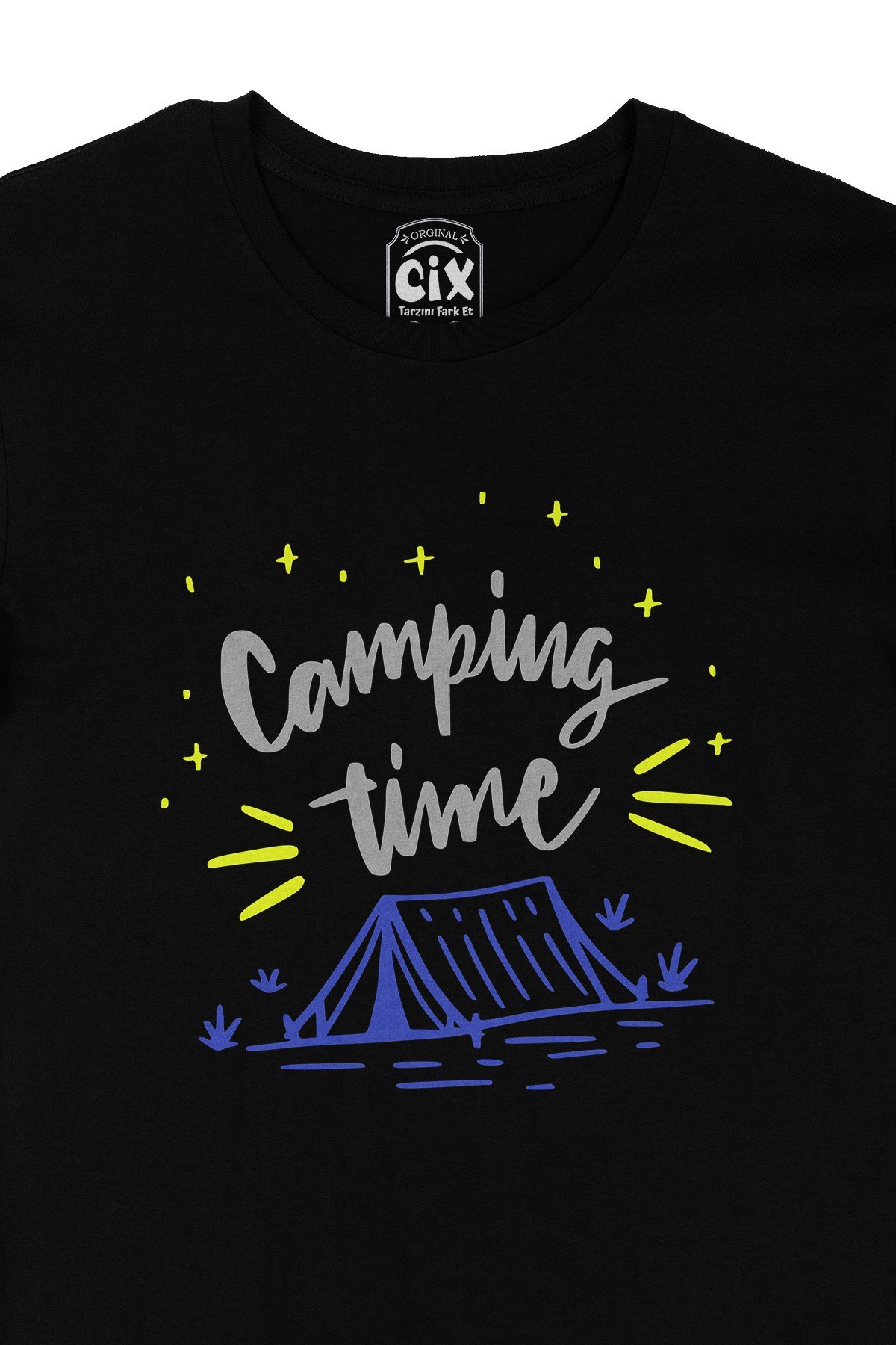 Camping Time Siyah Tişört