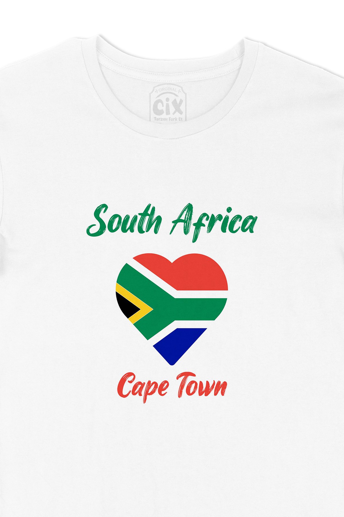 Cape Town Güney Afrika Bayraklı Kalpli Tişört