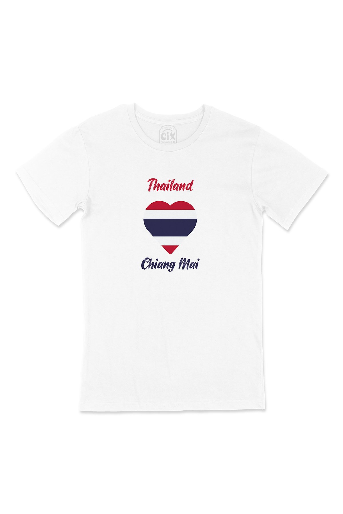 Chiang Mai Tayland Bayraklı Kalpli Tişört