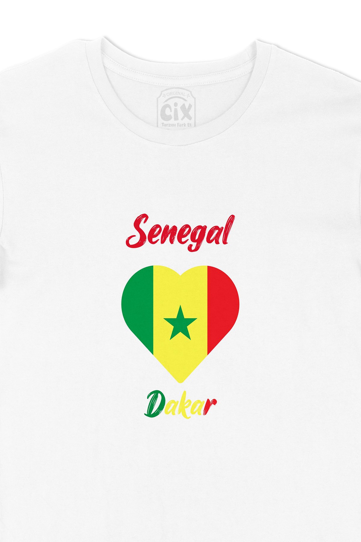 Dakar Senegal Bayraklı Kalpli Tişört
