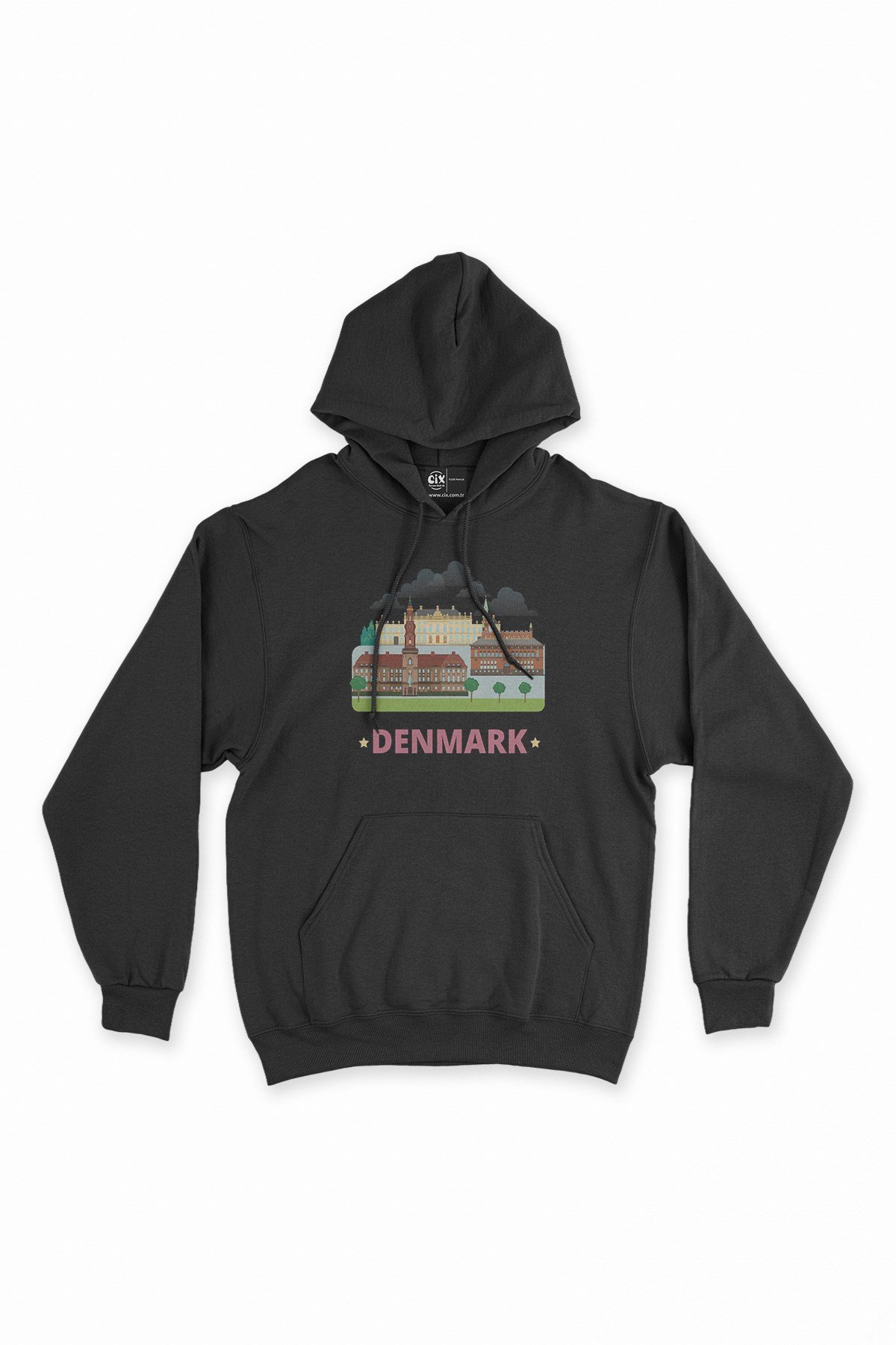 Danimarka Siyah Kapşonlu Sweatshirt Hoodie
