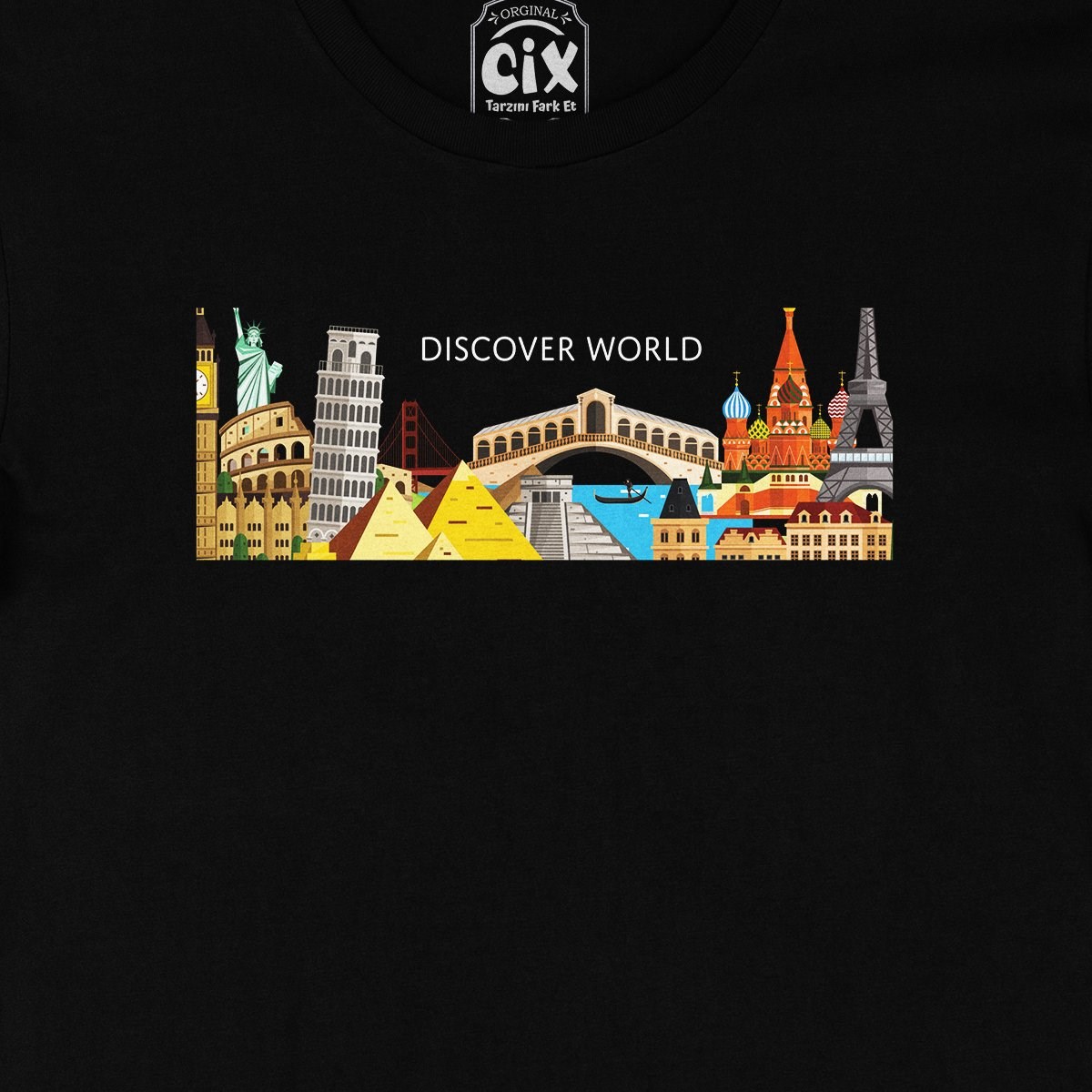 Discover World Siyah Tişört