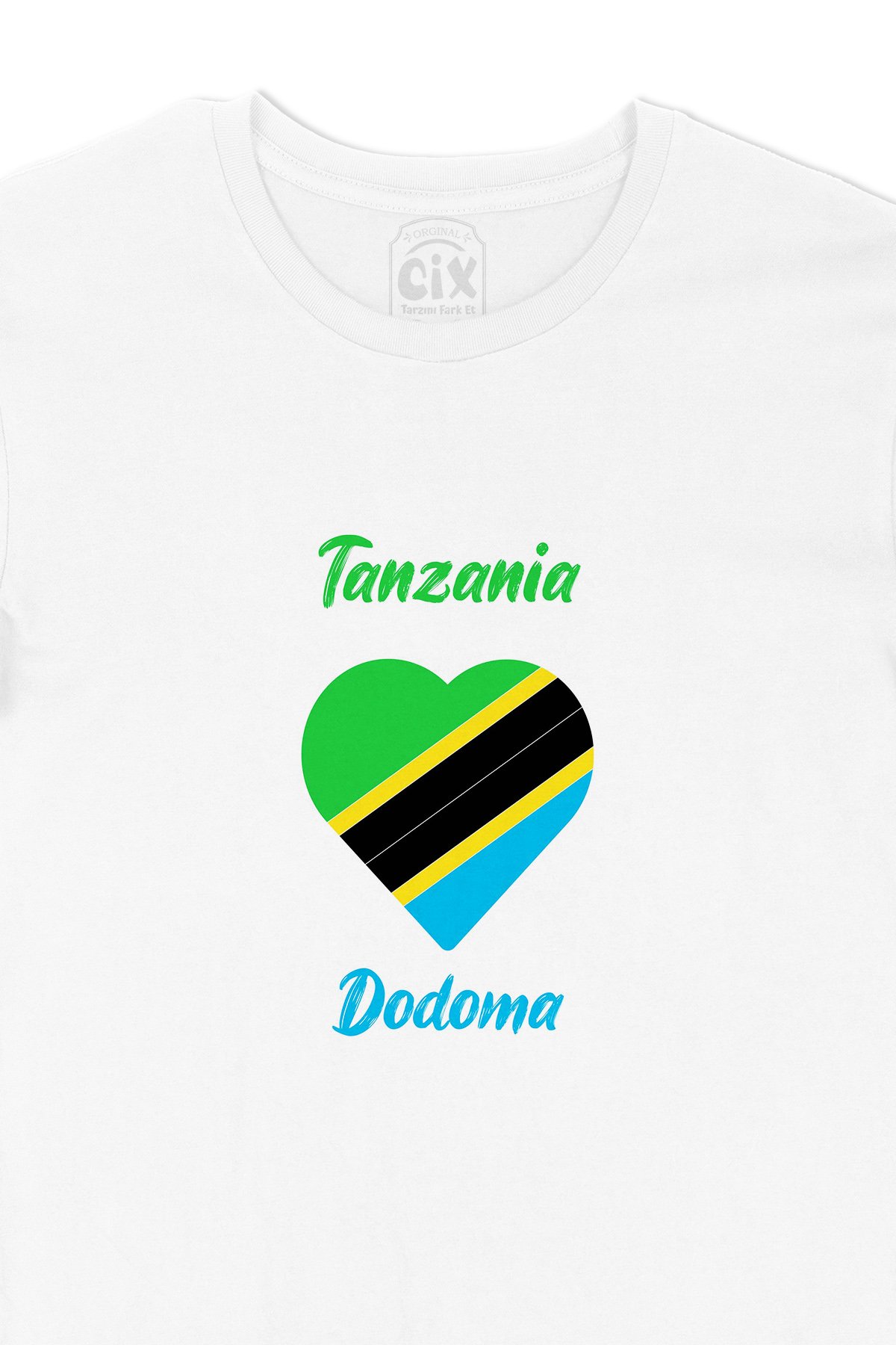 Dodoma Tanzanya Bayraklı Kalpli Tişört