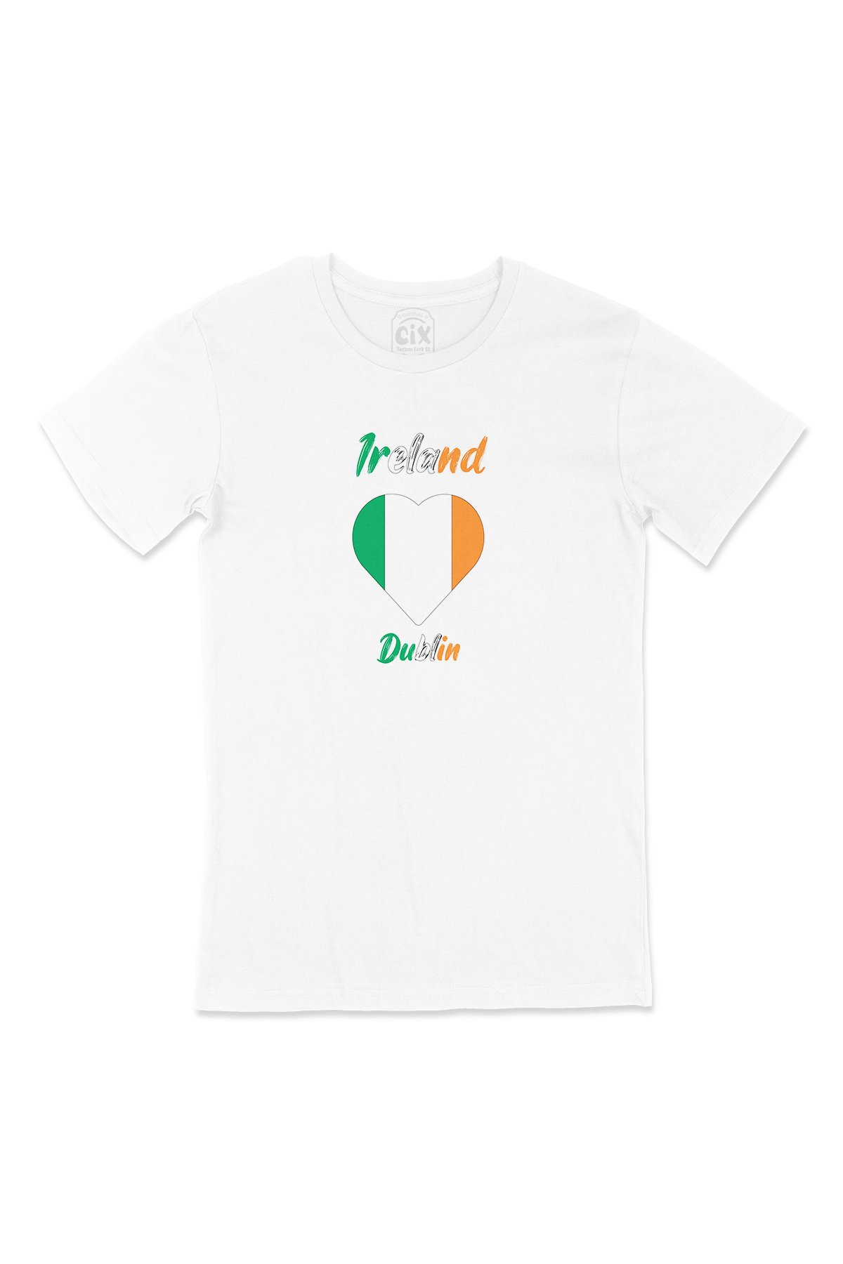 Dublin İrlanda Bayraklı Kalpli Tişört