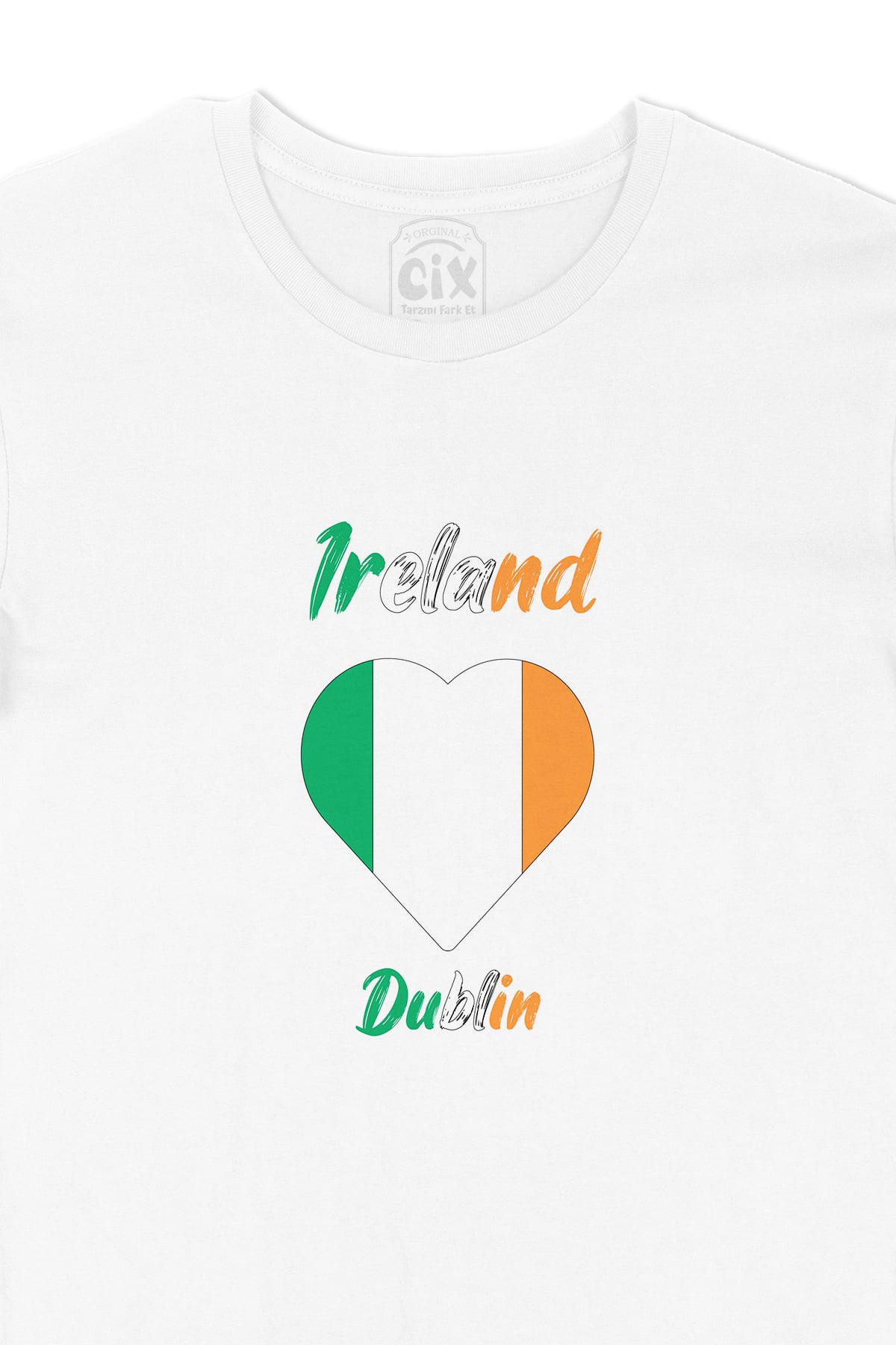 Dublin İrlanda Bayraklı Kalpli Tişört