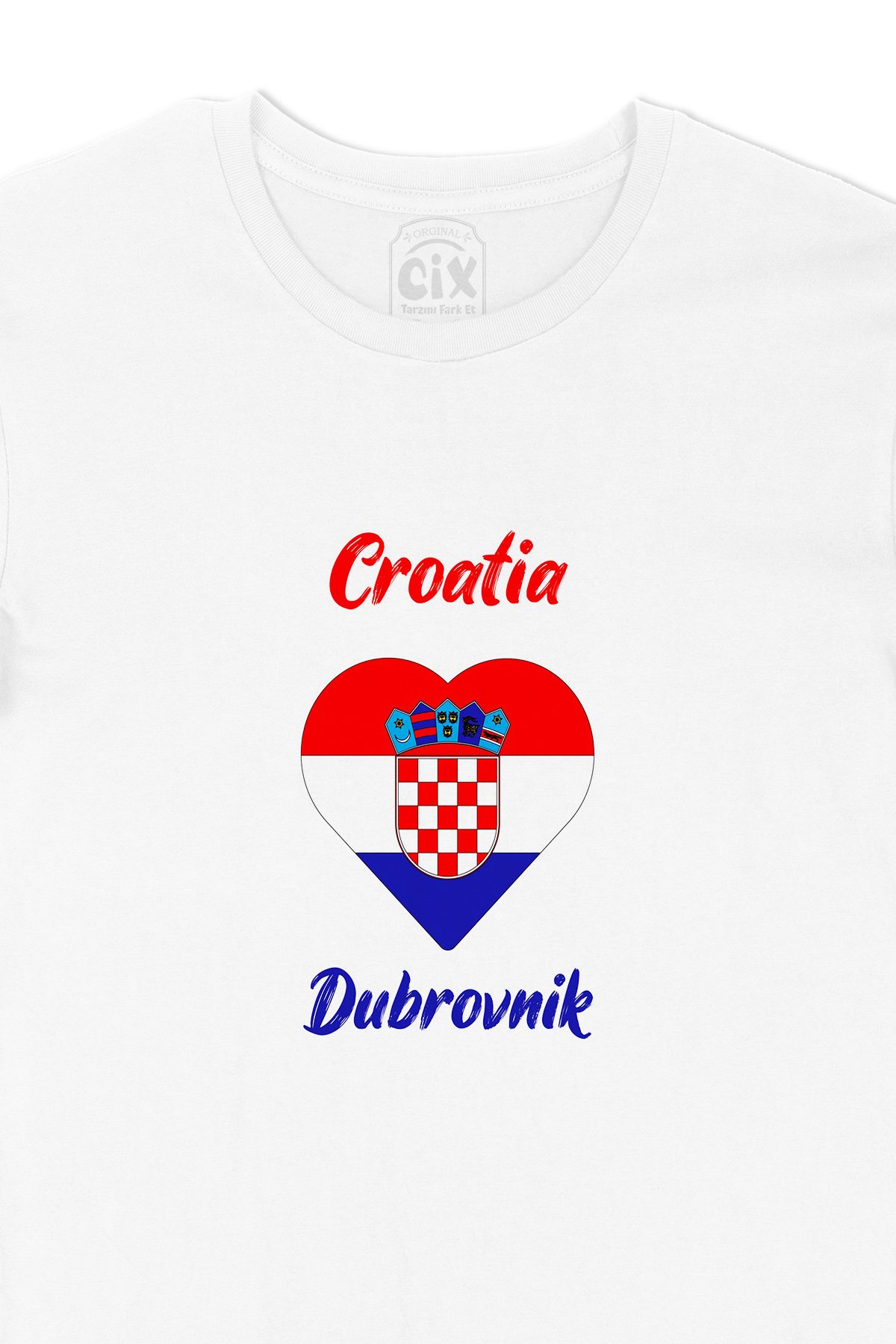 Dubrovnik Hırvatistan Bayraklı Kalpli Tişört