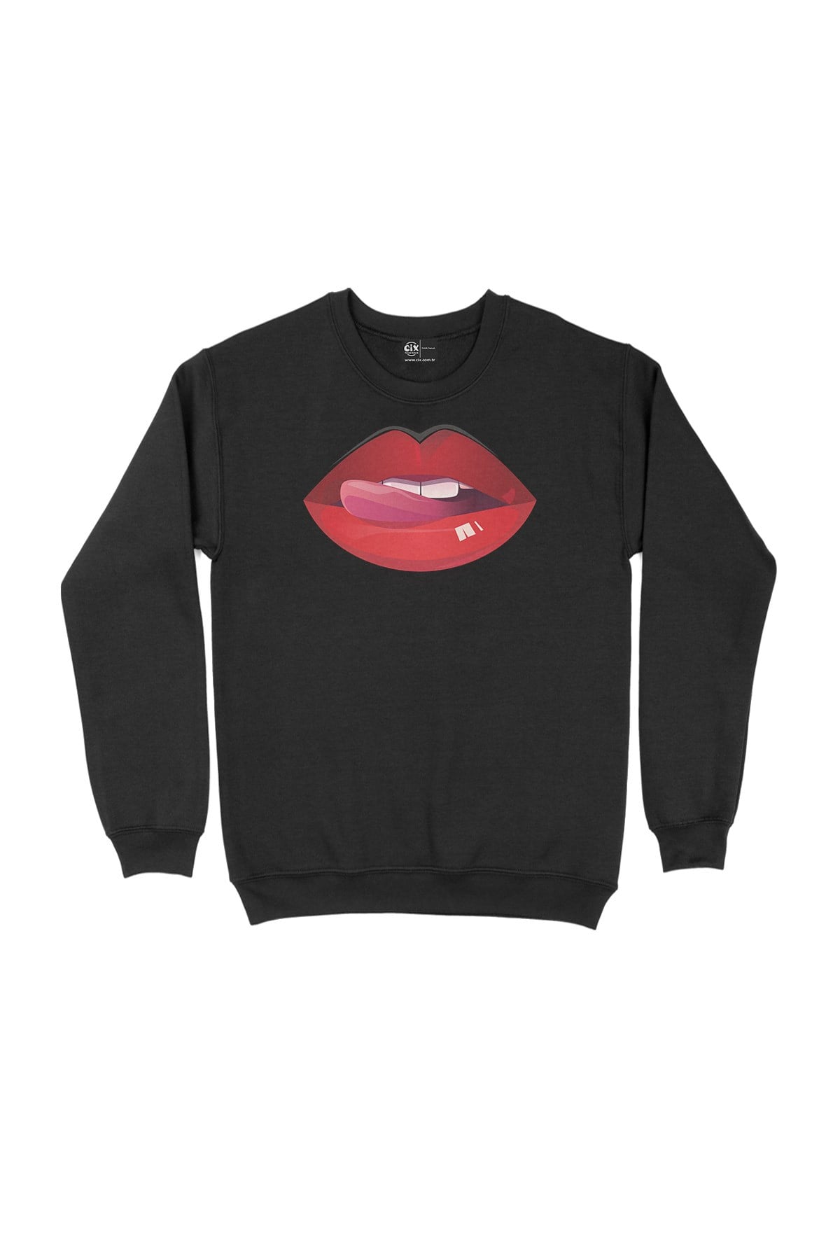 Dudak ve Dil Siyah Sweatshirt