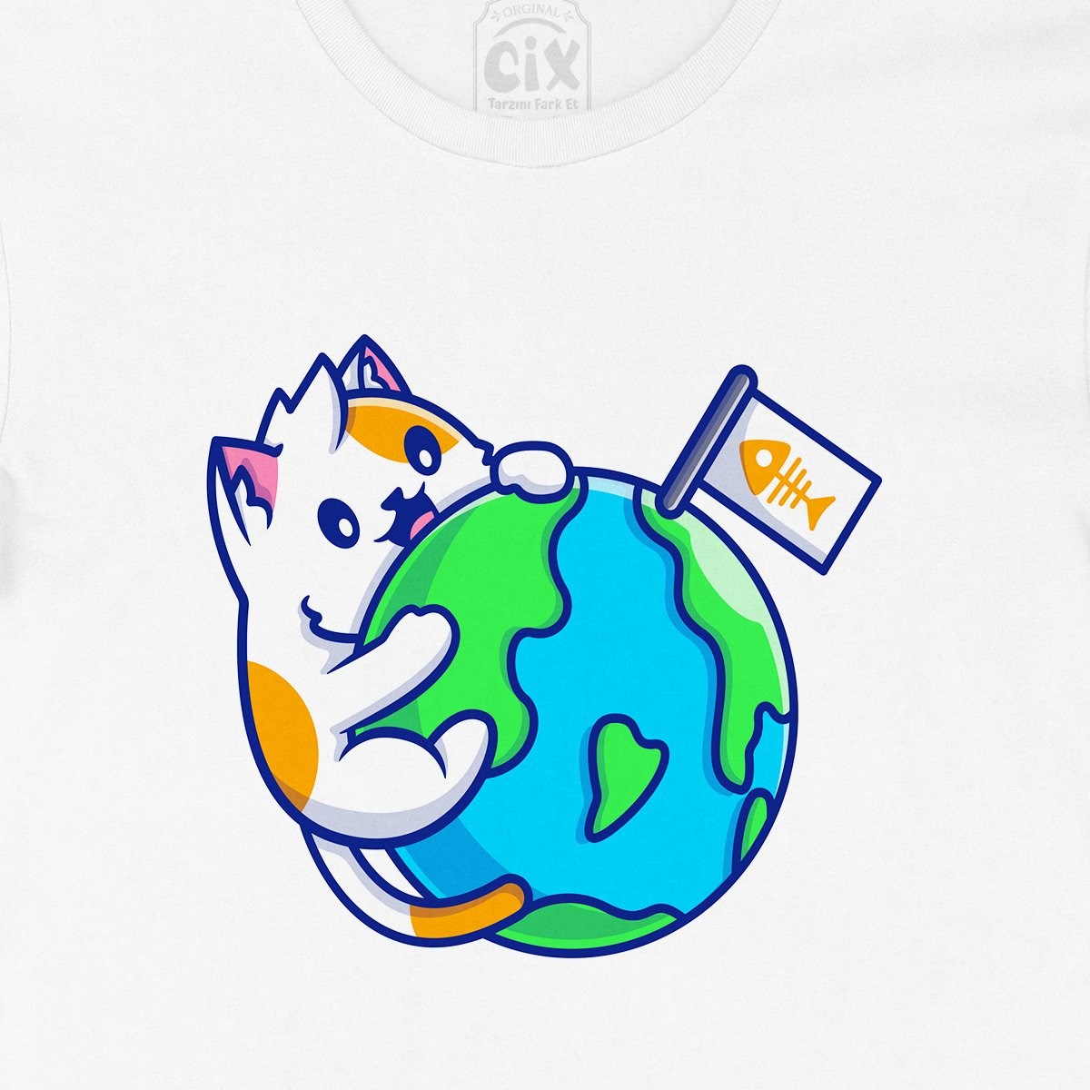 Dünya ve Kedi Tişört