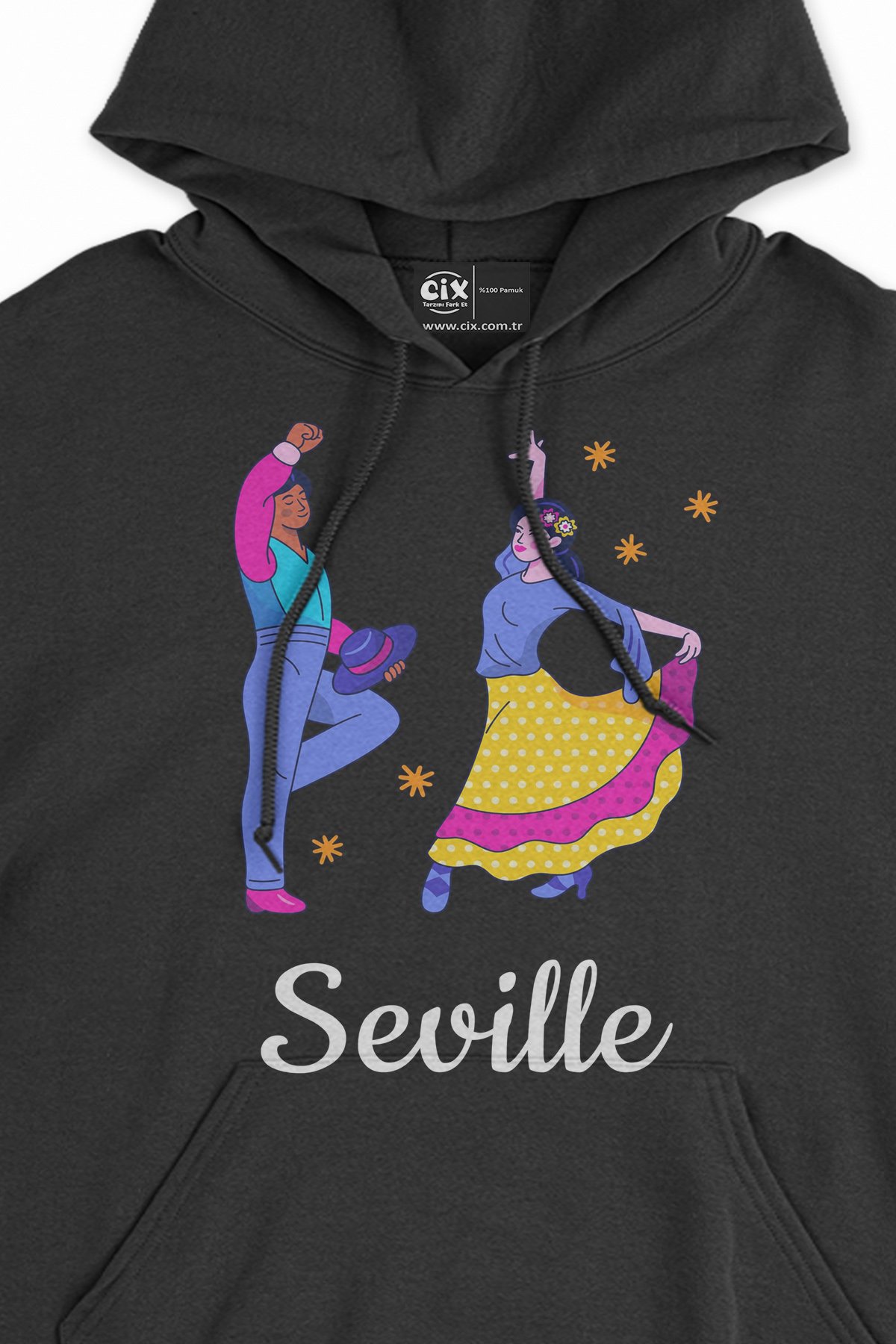 Flemenco Sevilya Siyah Sweatshirt Hoodie
