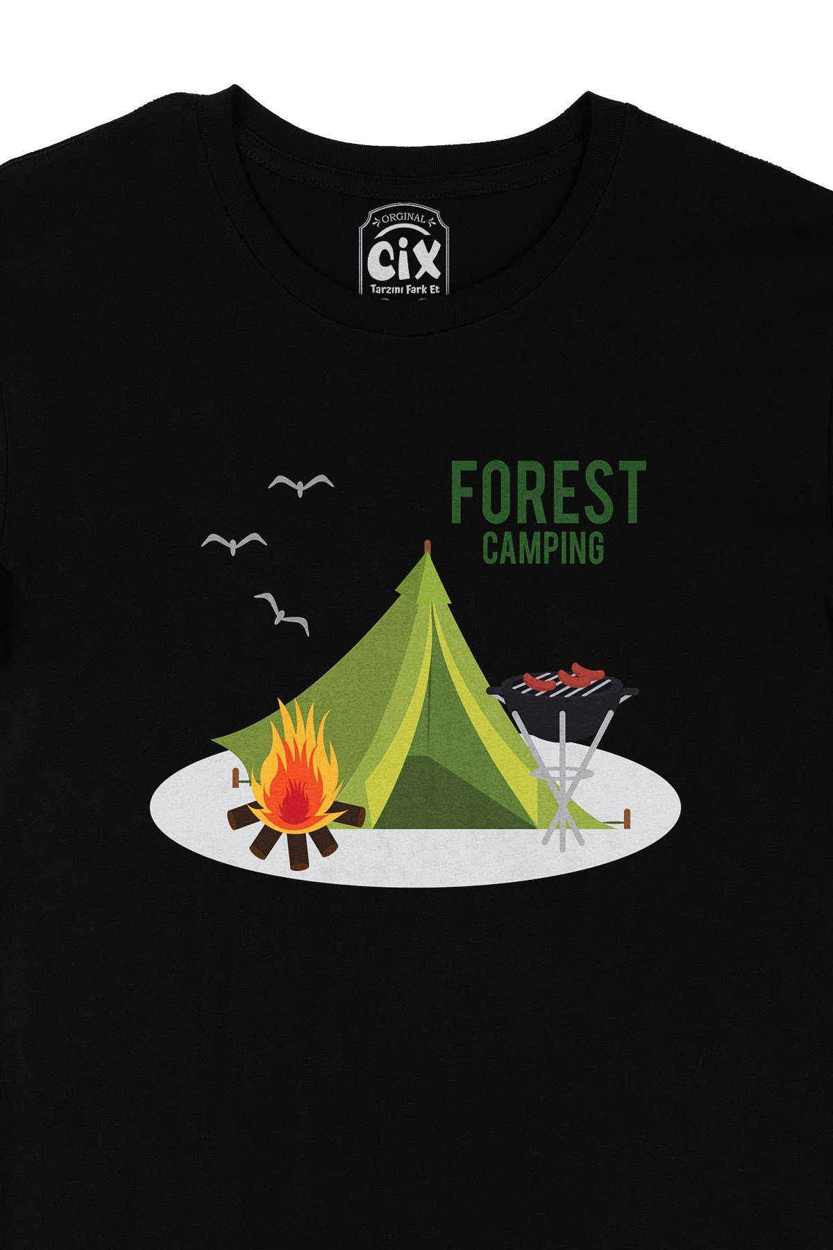 Forest Camping Siyah Tişört