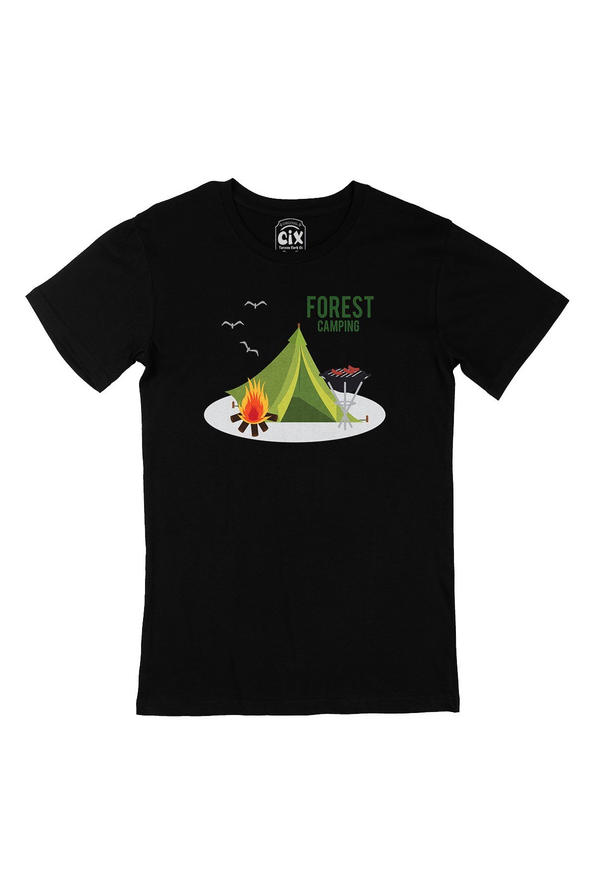 Forest Camping Siyah Tişört