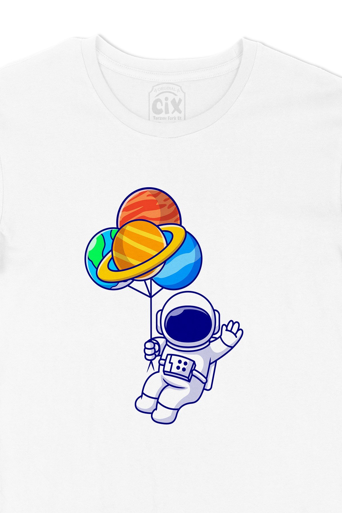 Gezegen Balonlu Astronot Tişört