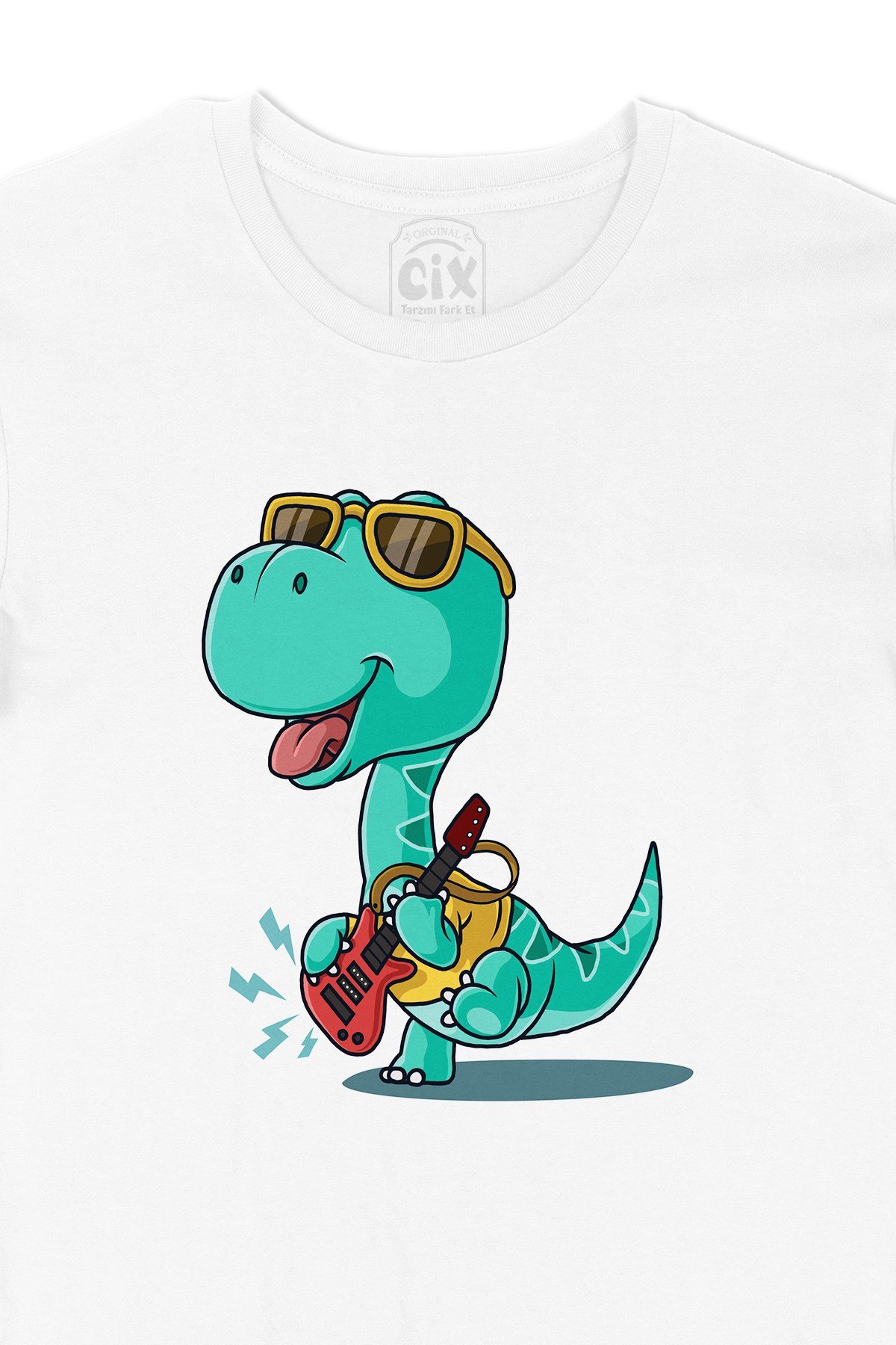 Gitarlı Dinozor Tişört