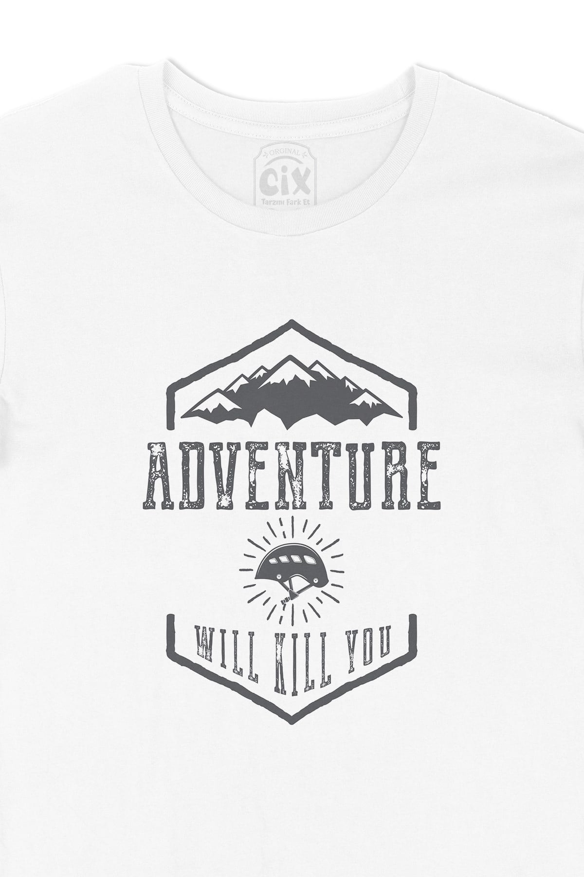 Gri Adventure Will Kill You Tişört