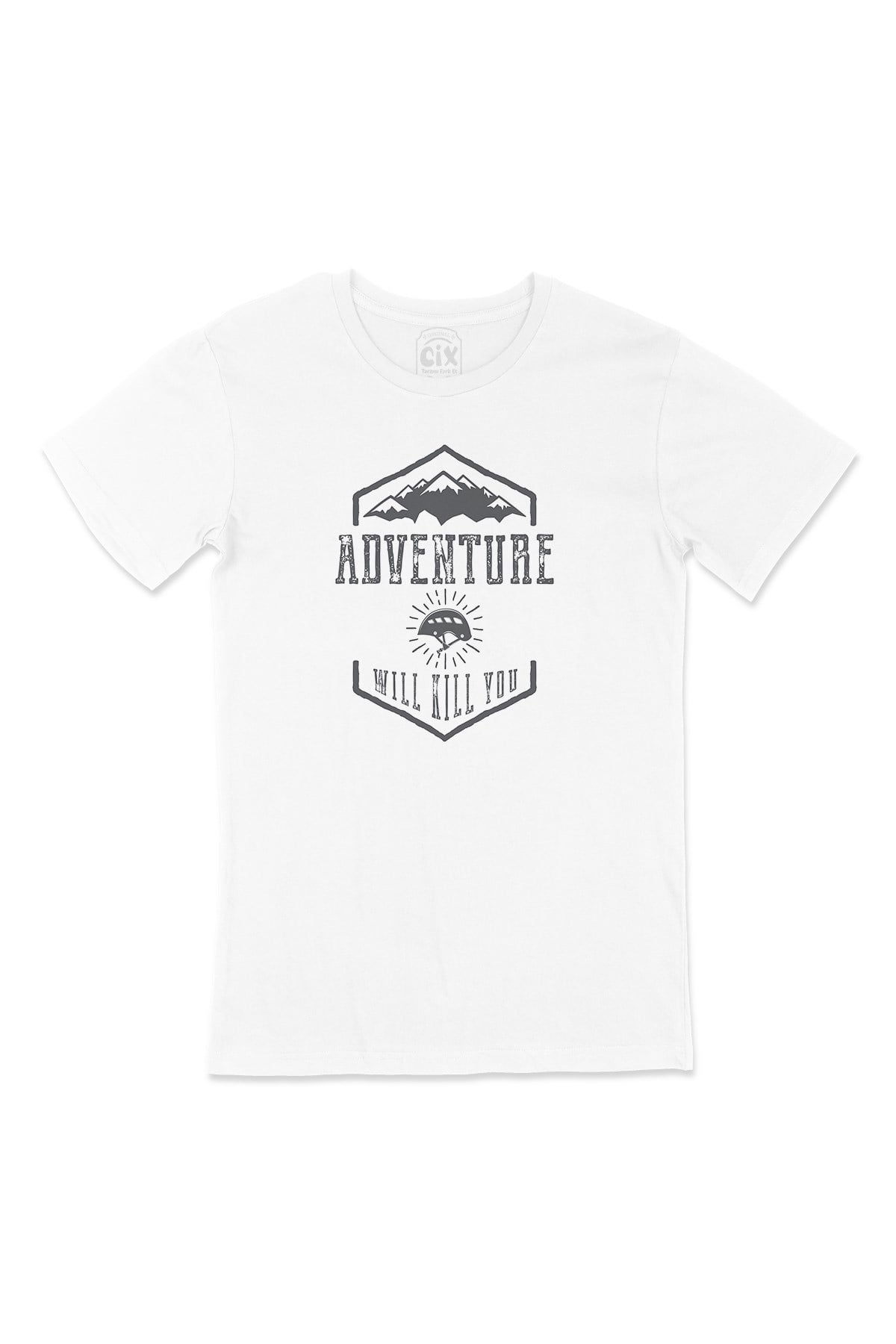 Gri Adventure Will Kill You Tişört