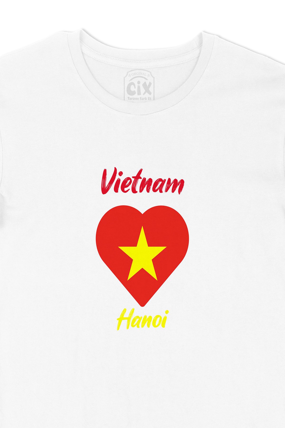 Hanoi Vietnam Bayraklı Kalpli Tişört