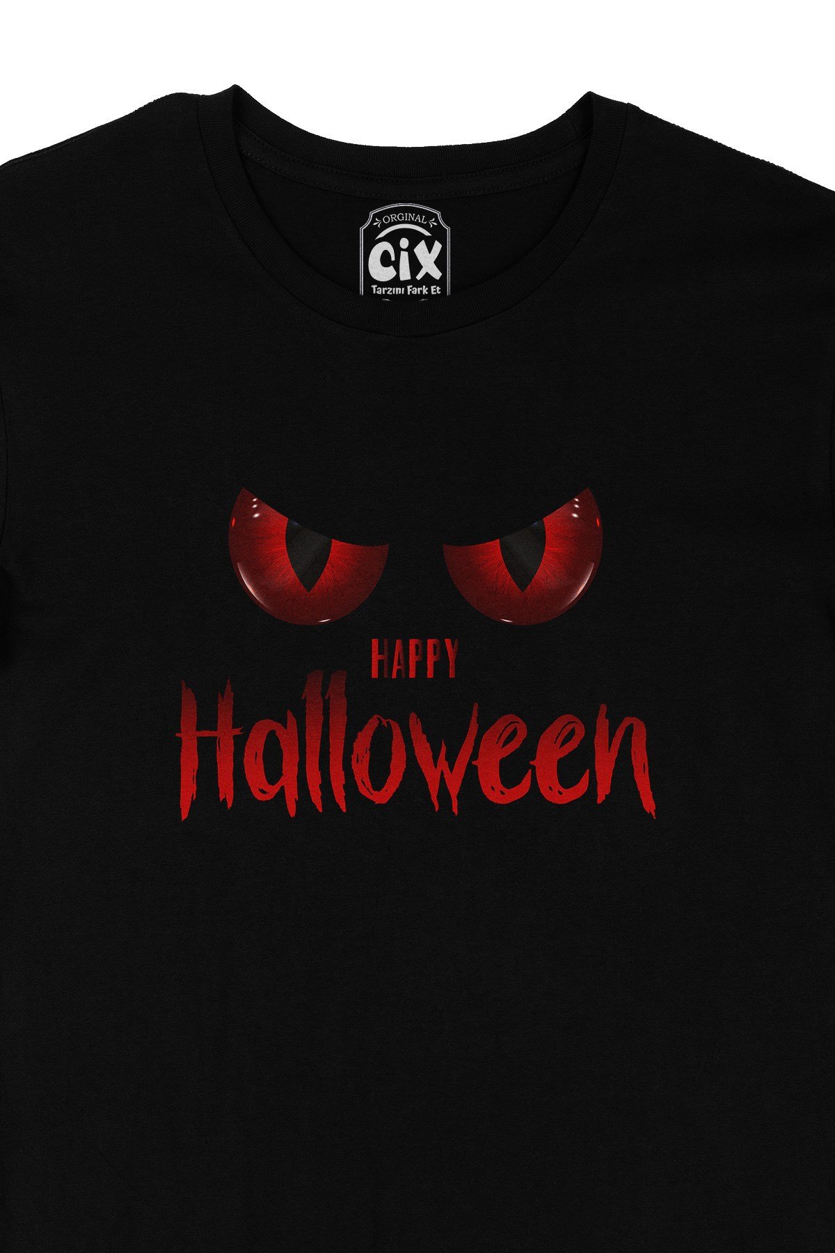 Happy Hallowen Kırmızı Gözlü Siyah Tişört