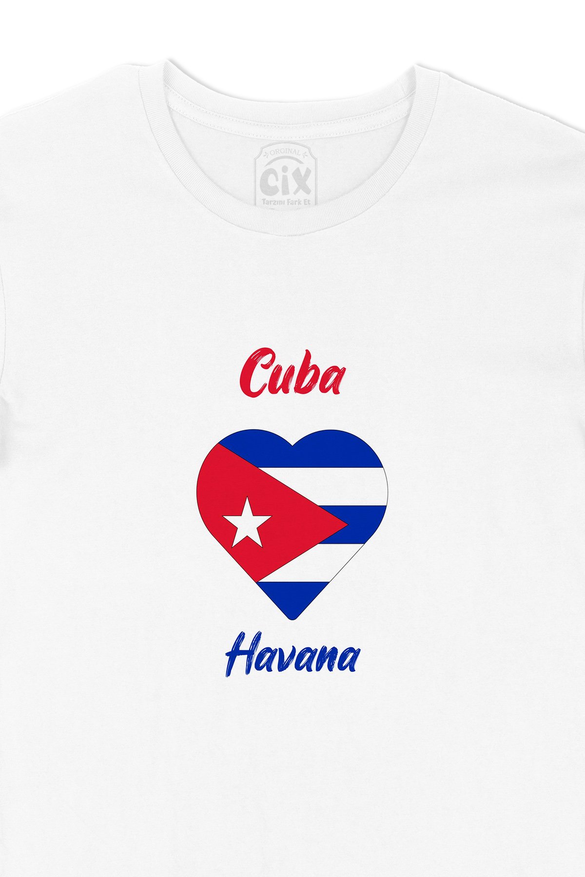 Havana Küba Bayraklı Kalpli Tişört