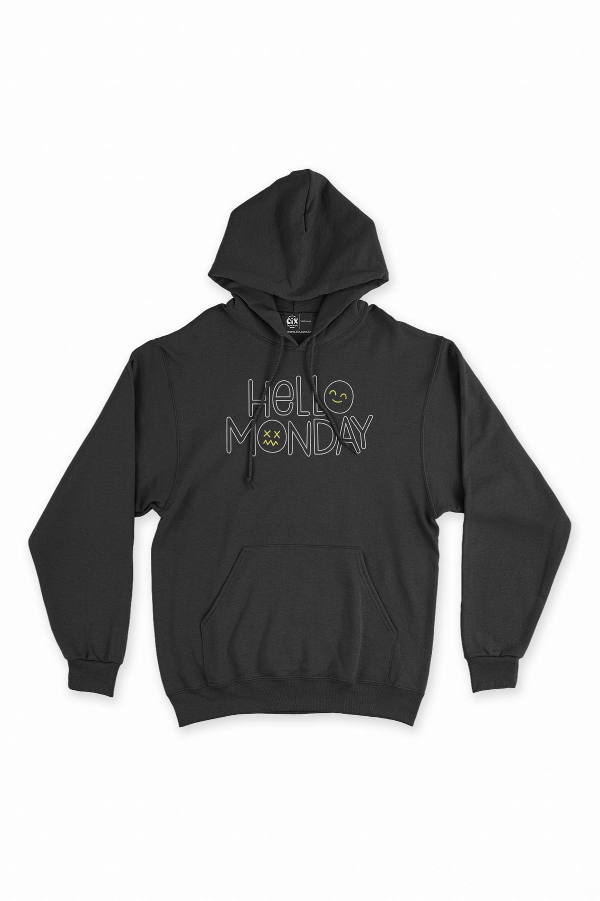 Hello Monday Siyah Kapşonlu Sweatshirt Hoodie