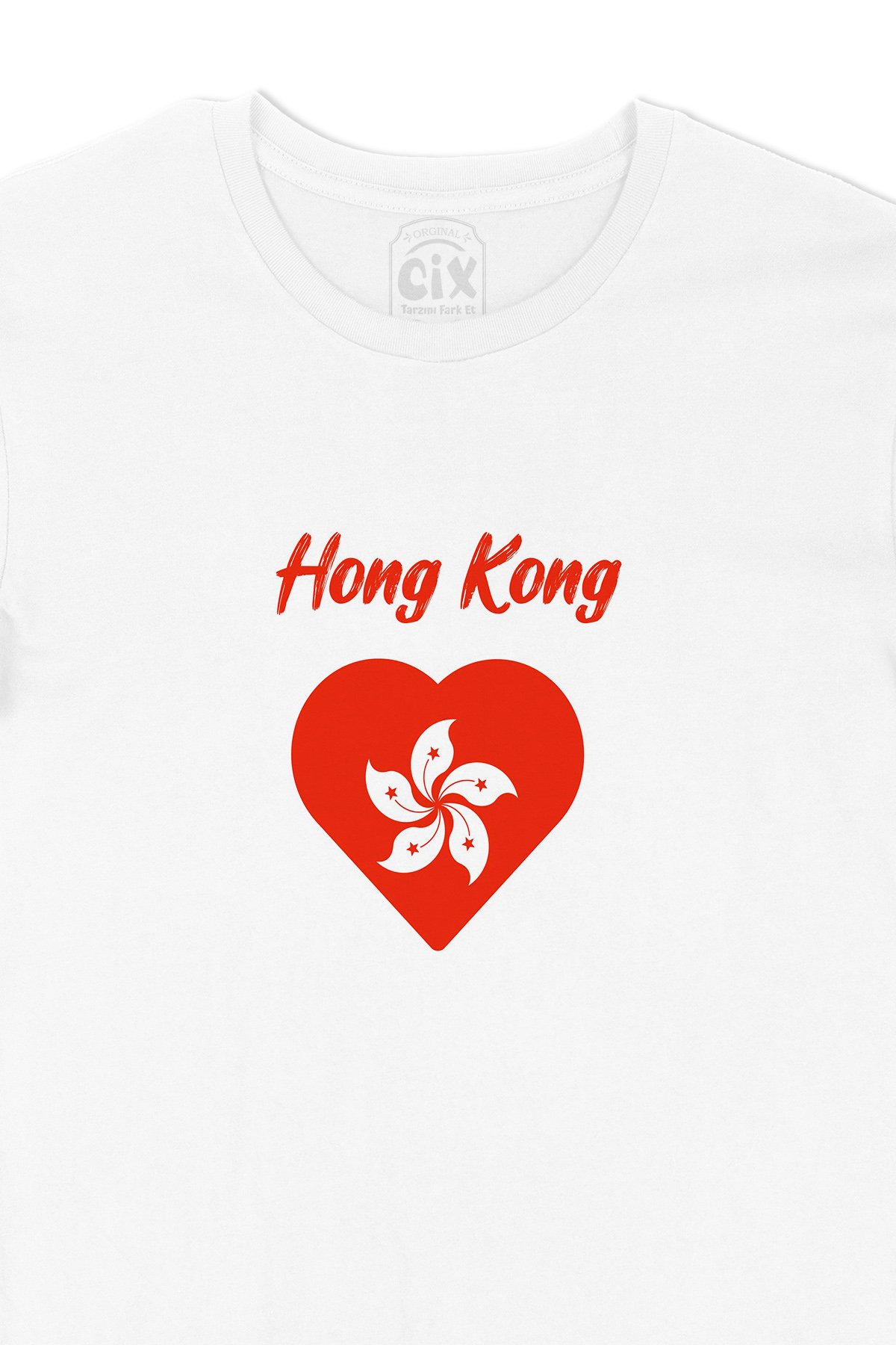 Hong Kong Bayraklı Kalpli Tişört
