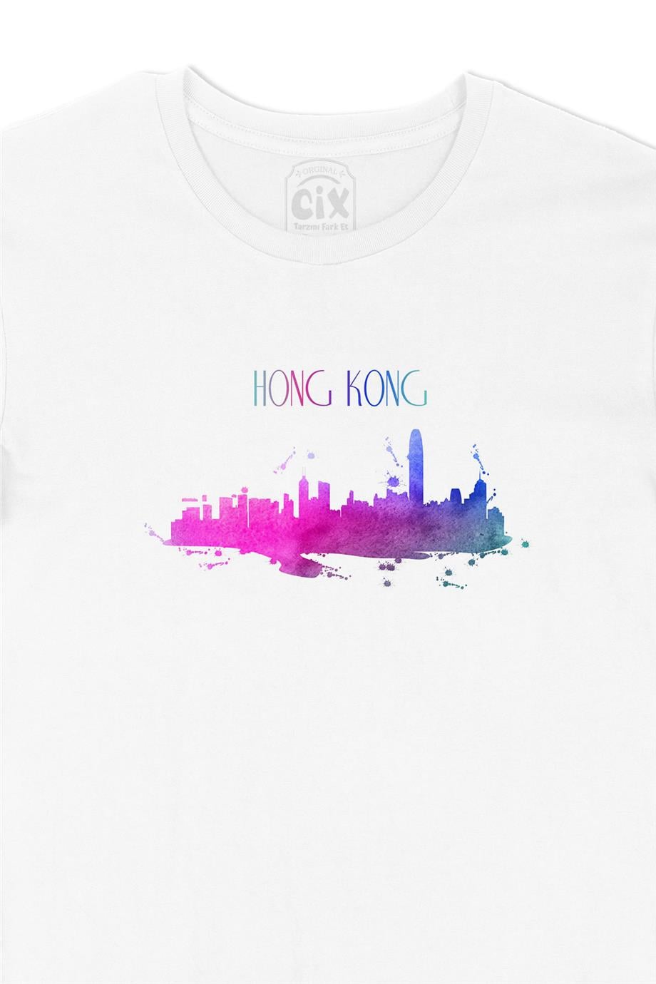 Hong Kong Renkli Beyaz Tişört