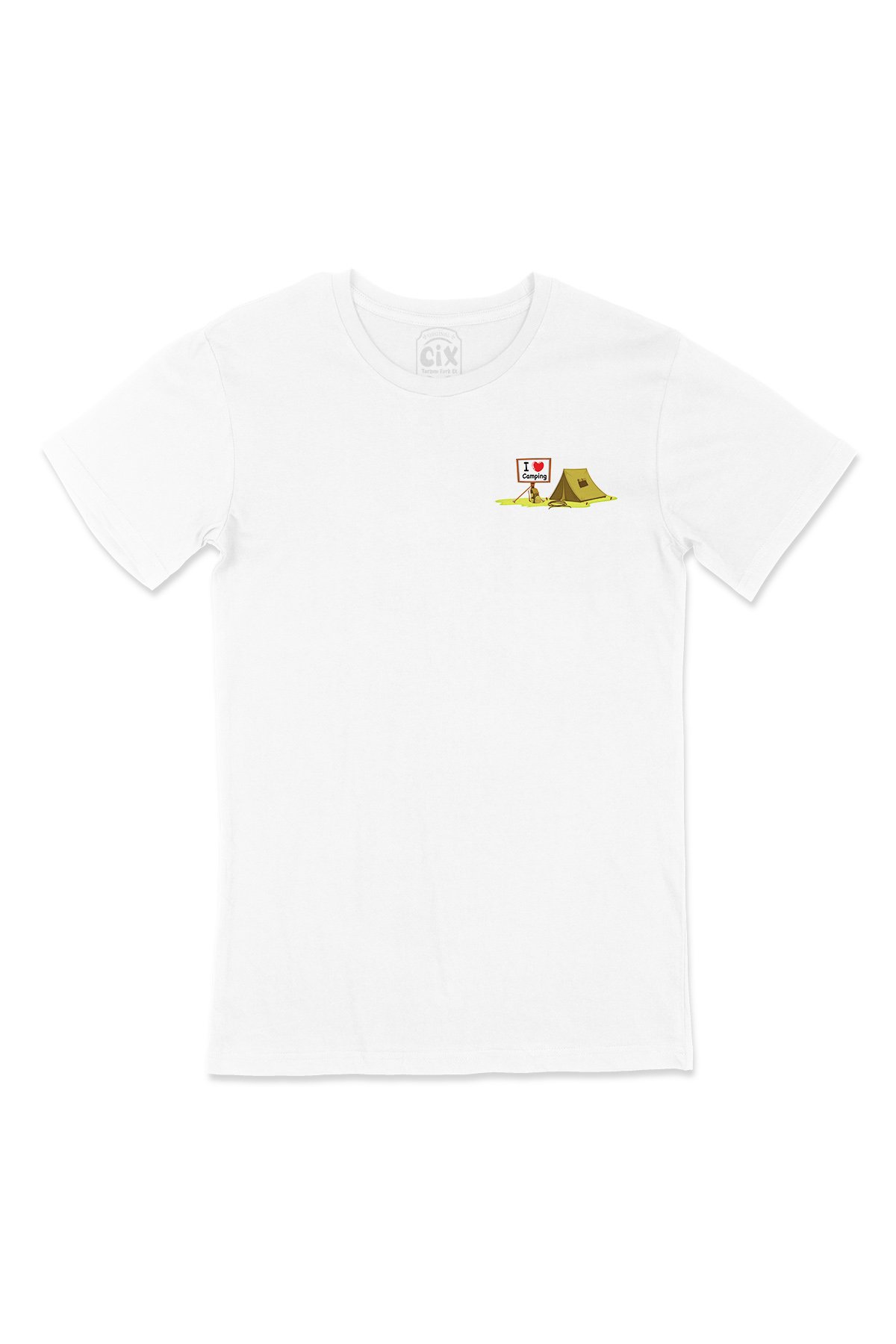 I Love Camping Cep Logo Tasarımlı Beyaz Tişört