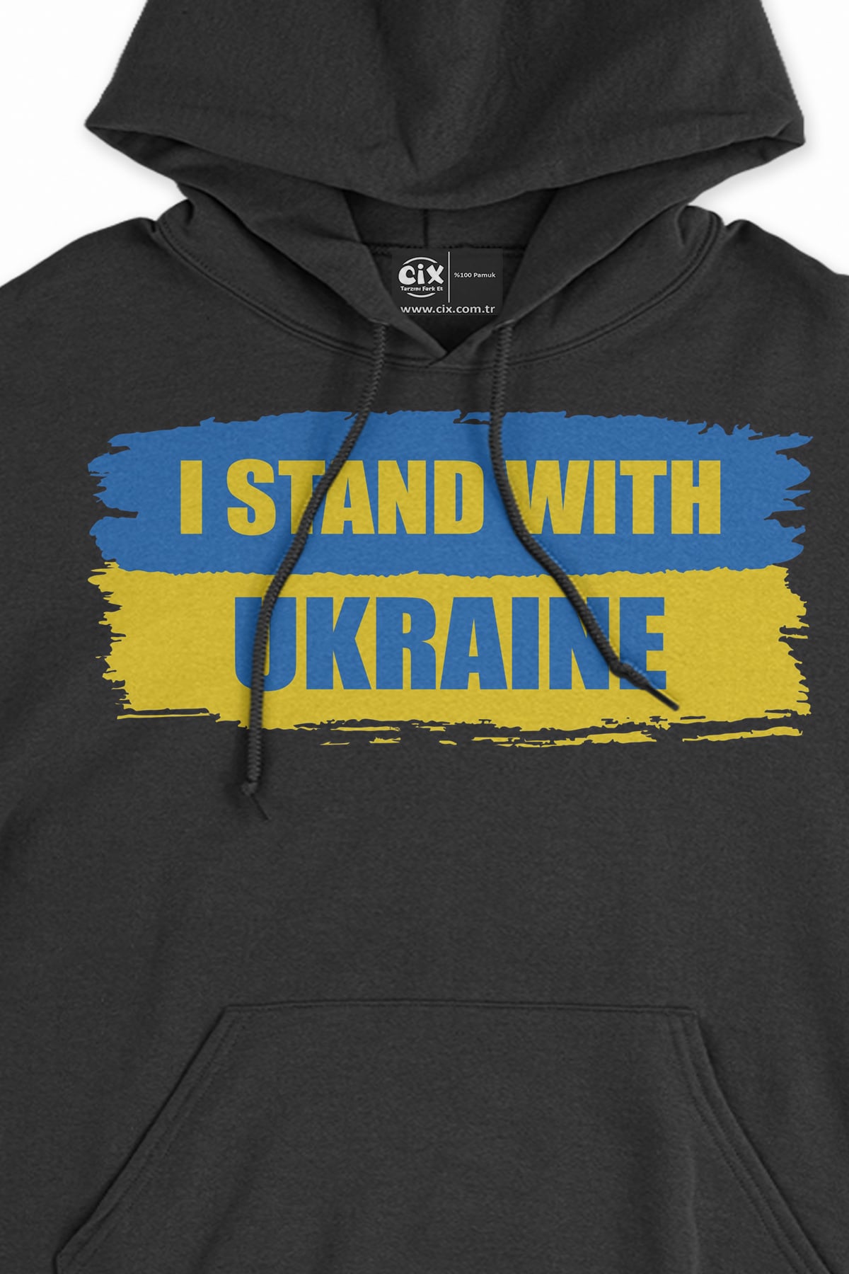 I Stand With Ukraine Ukrayna Siyah Sweatshirt Hoodie