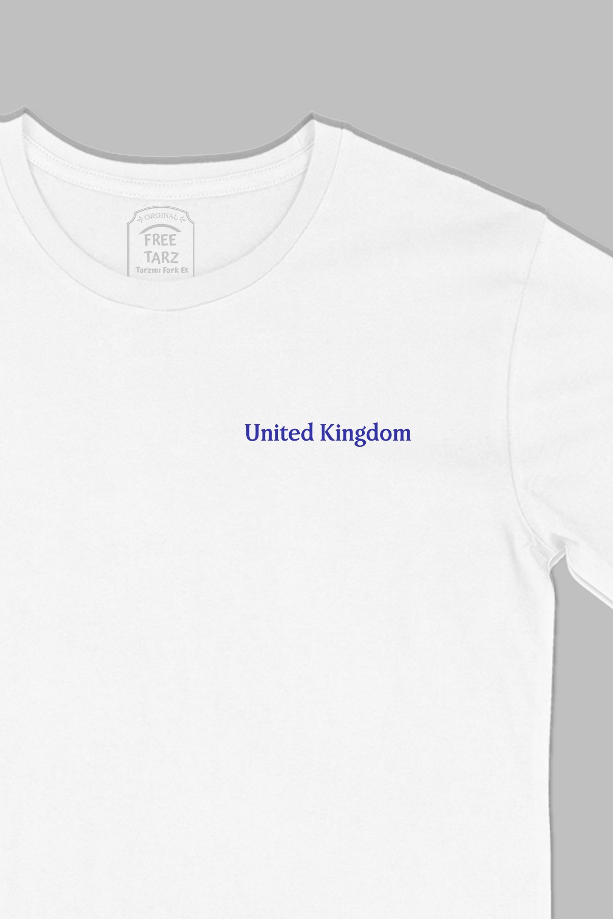 İngiltere United Kingdom Baskılı Cep Tasarım Beyaz Tişört İngiltere United Kingdom Baskılı Cep Tasarım Beyaz Tişört - Ücretsiz Kargo