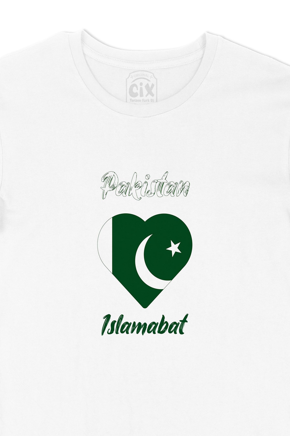 İslamabat Pakistan Bayraklı Kalpli Tişört