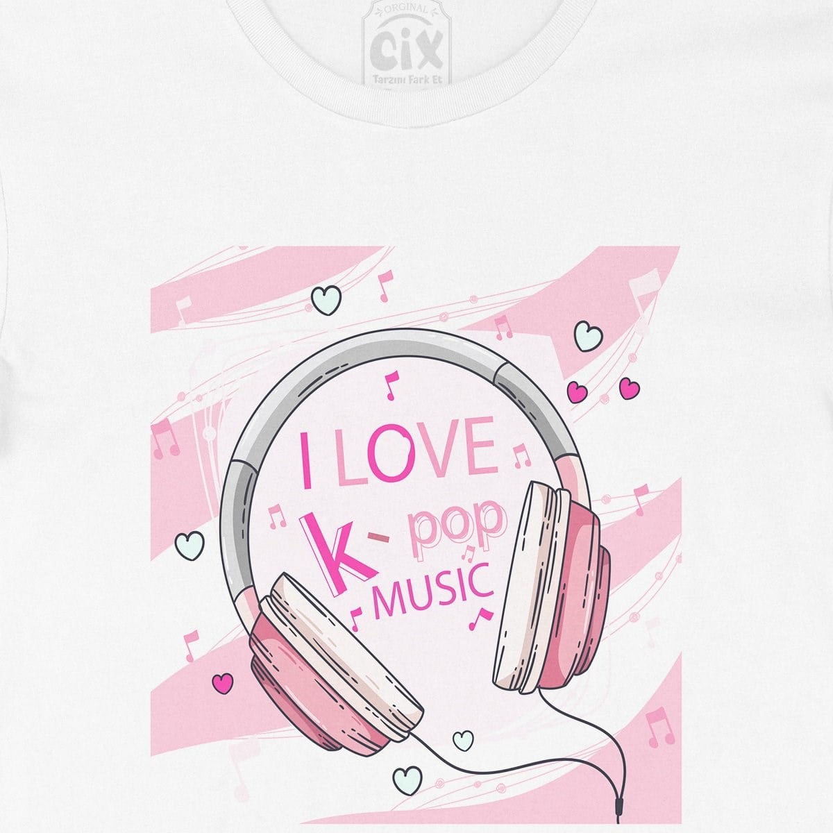 K-Pop Kulaklık Tasarımlı Tişört