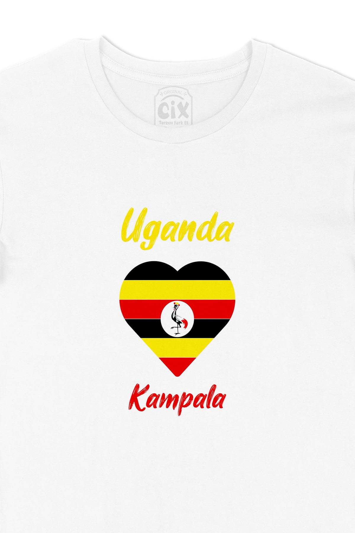 Kampala Uganda Bayraklı Kalpli Tişört