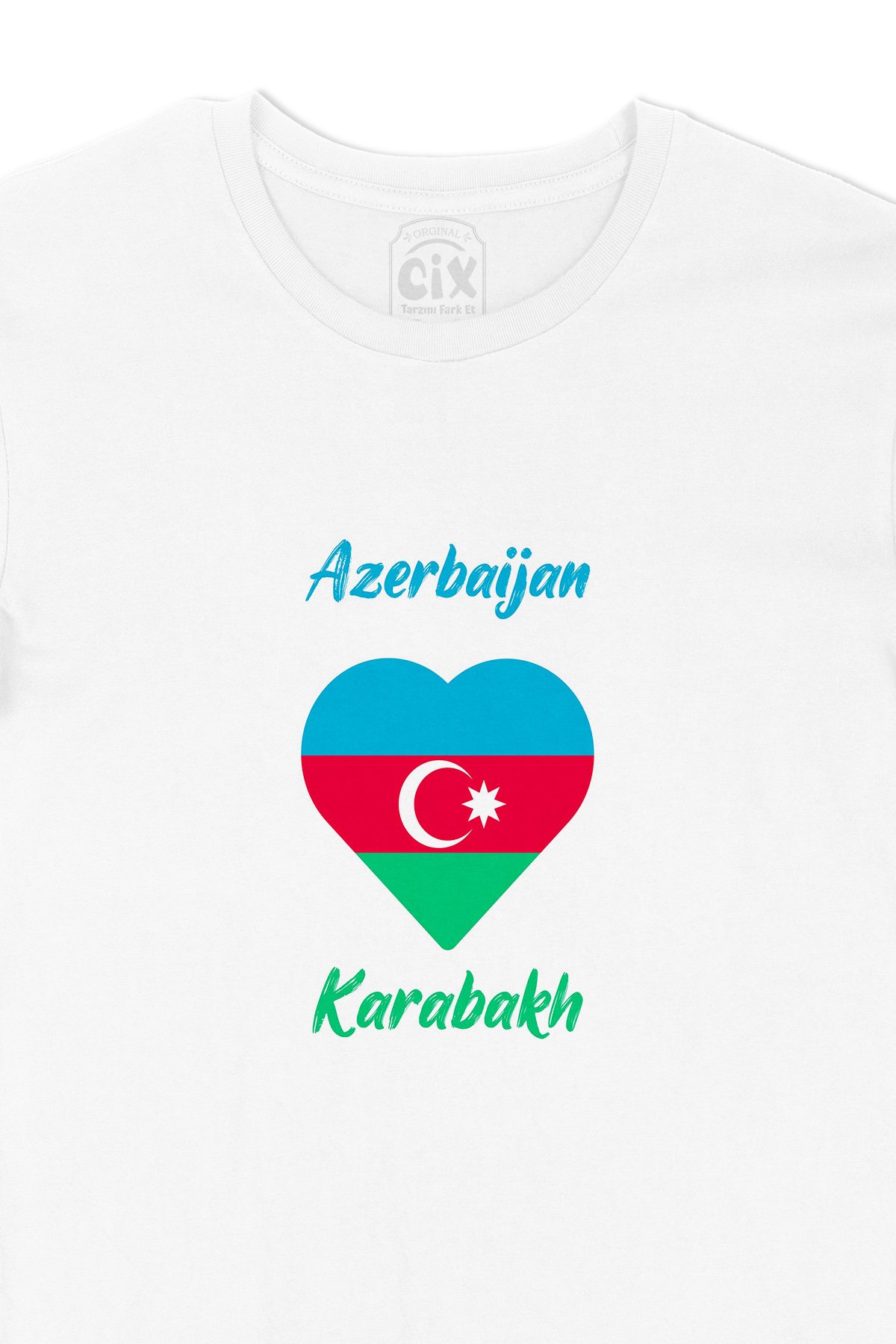 Karabağ Azerbaycan Bayraklı Kalpli Tişört