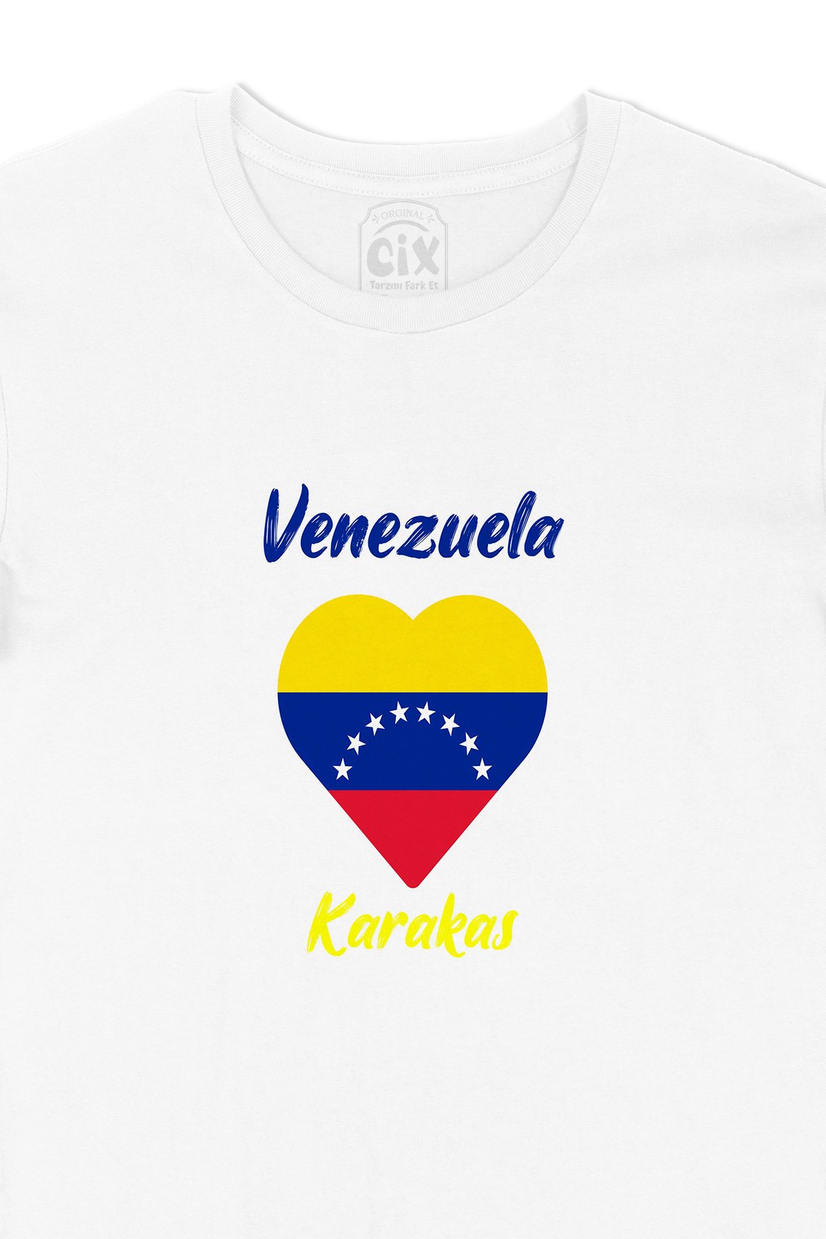 Karakas Venezuela Bayraklı Kalpli Tişört