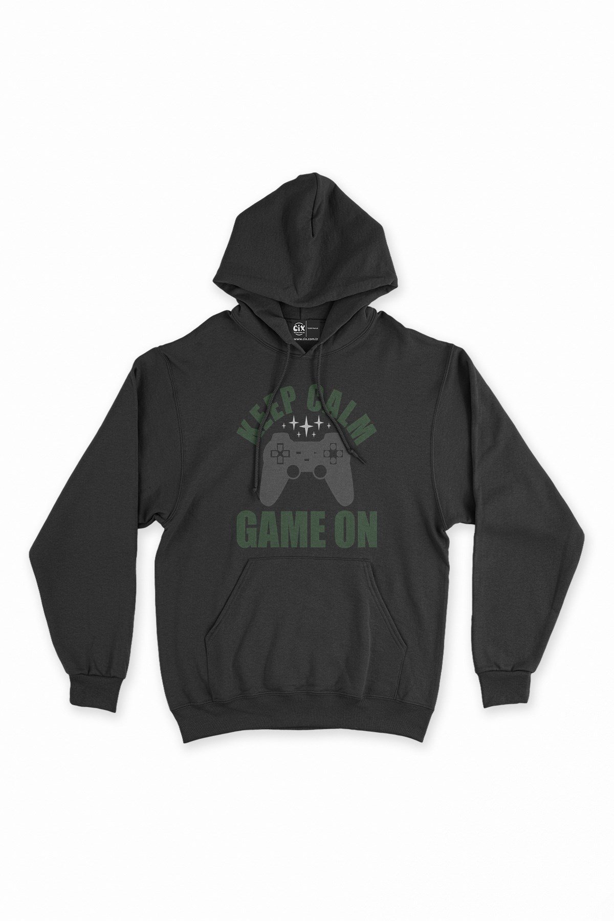 Keep Calm Game On Siyah Kapşonlu Sweatshirt Hoodie
