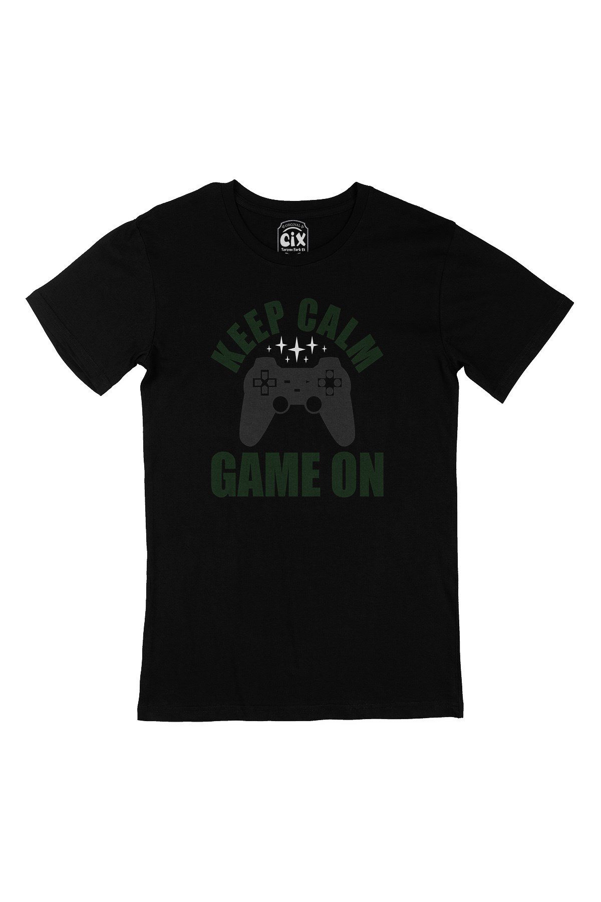 Keep Calm Game On Siyah Tişört