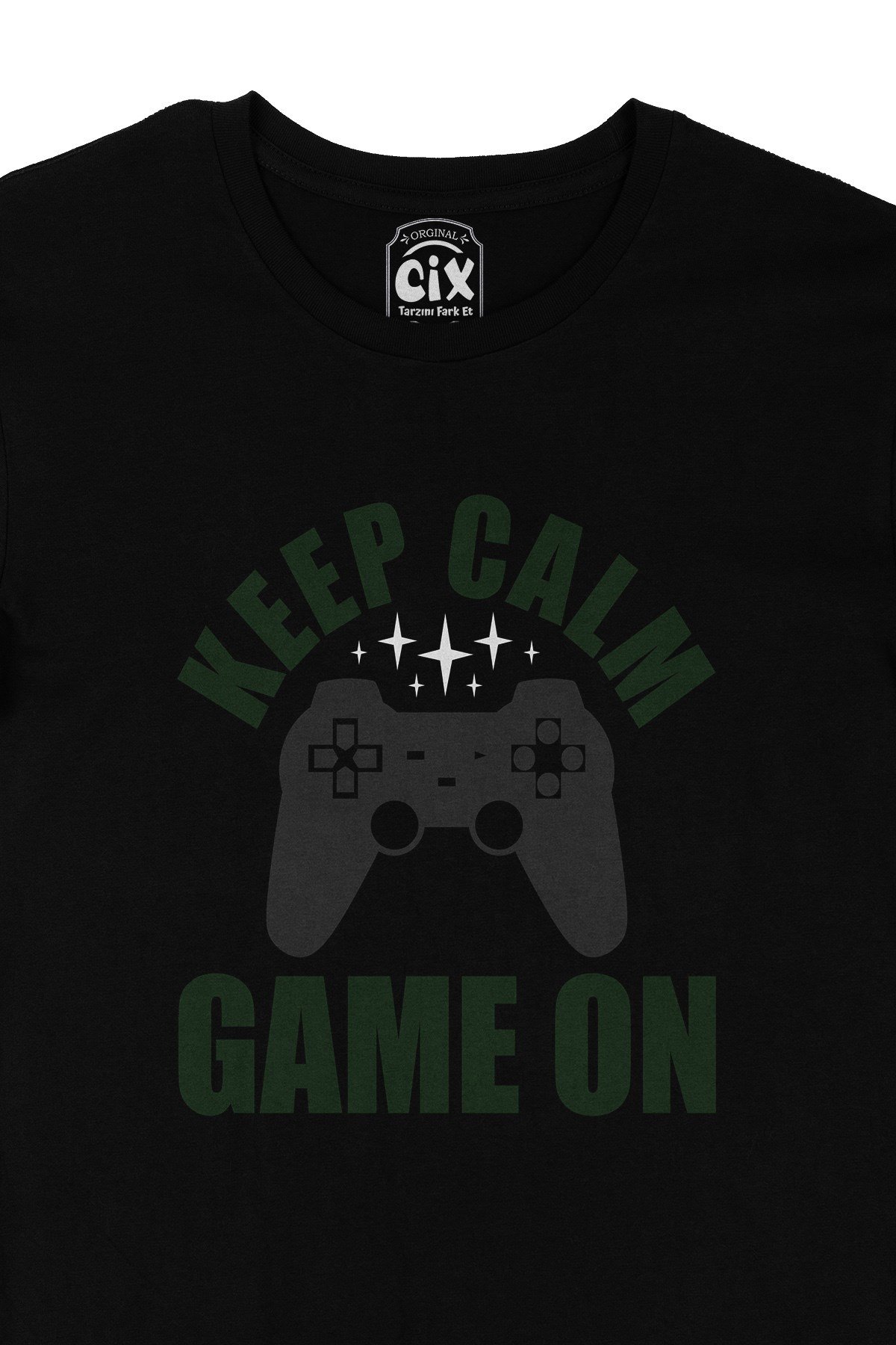 Keep Calm Game On Siyah Tişört