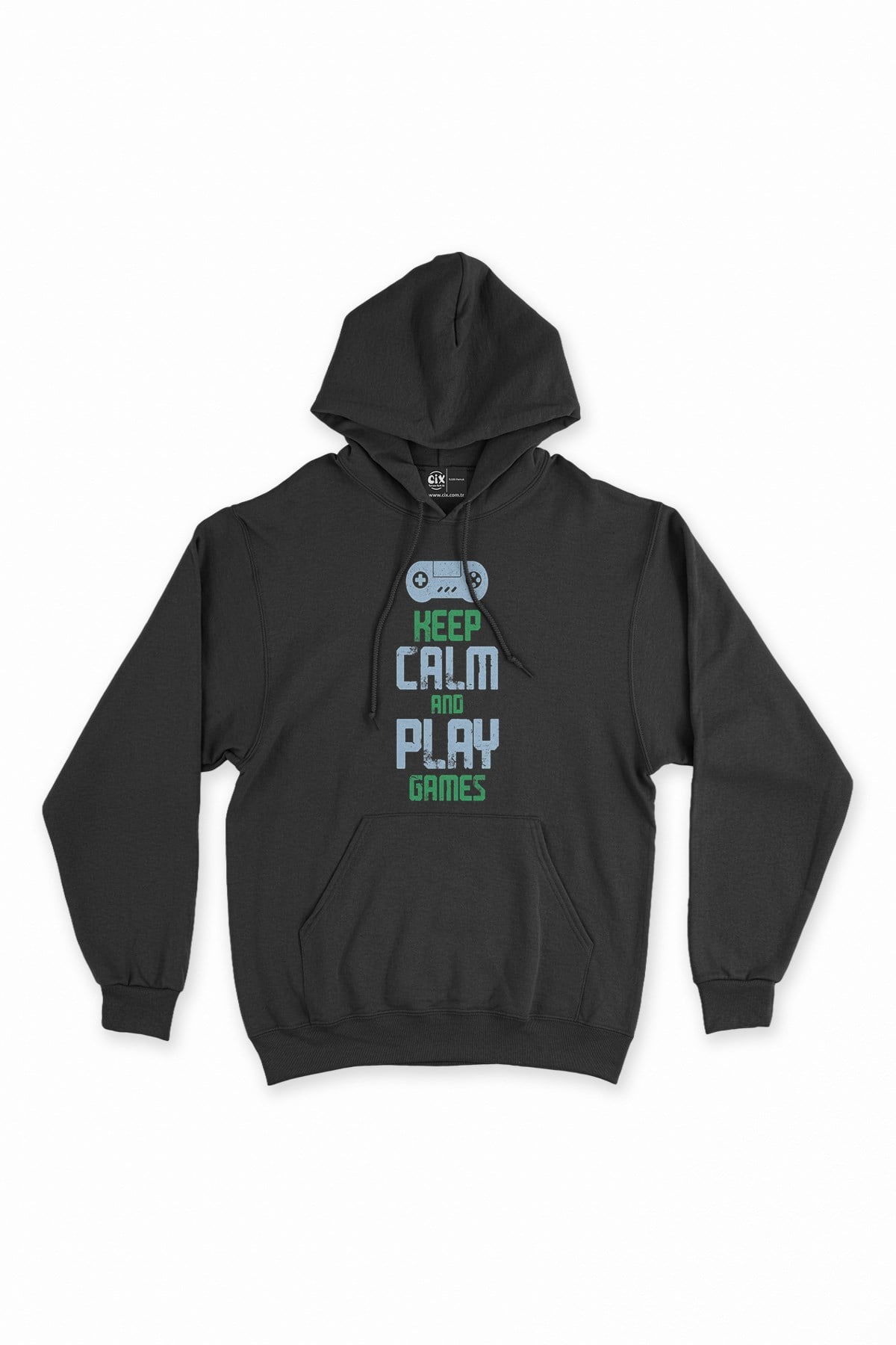 Keep Calm Play Game Siyah Kapşonlu Sweatshirt Hoodie