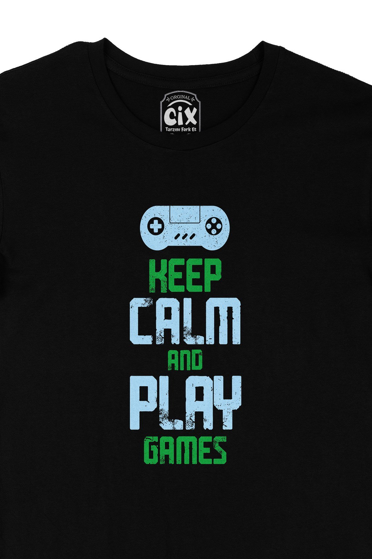 Keep Calm Play Game Siyah Tişört