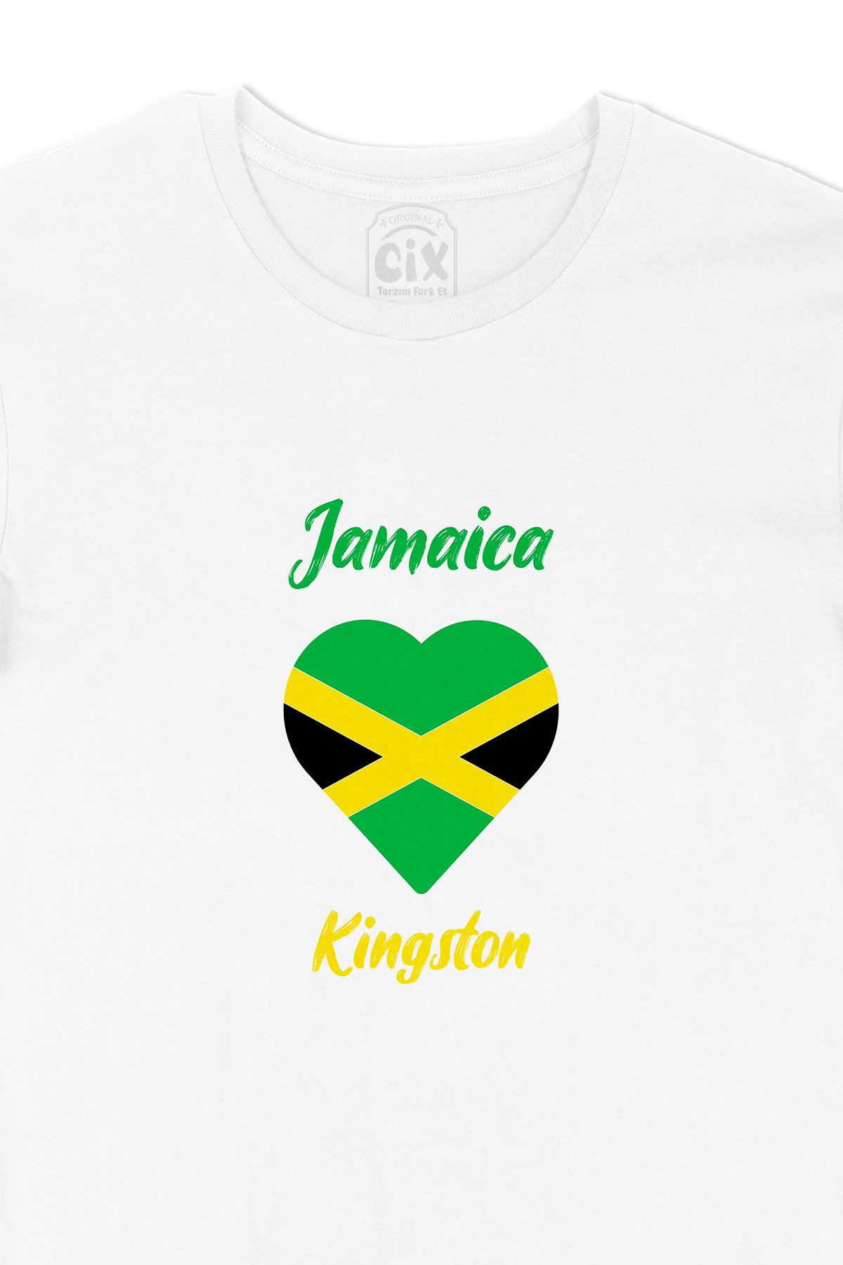Kingston Jamaika Bayraklı Kalpli Tişört